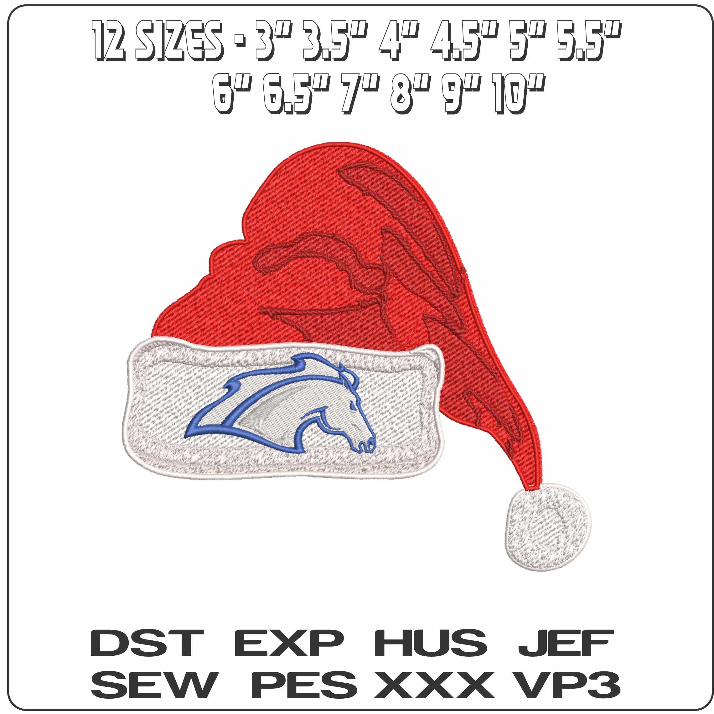 Santa Hat Alabama Huntsville Chargers Head 2005  - Elegant embroidery design file-instant download — view 2