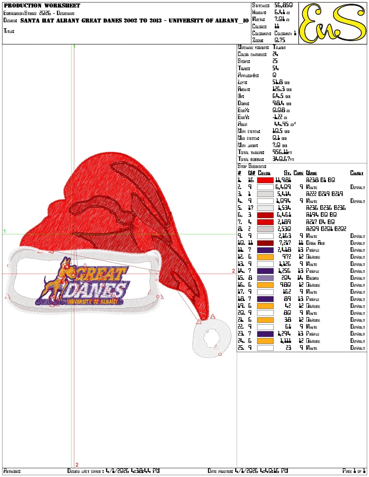 Santa Hat Albany Great Danes 2002 to 2013  - Elegant embroidery design file-instant download — view 3