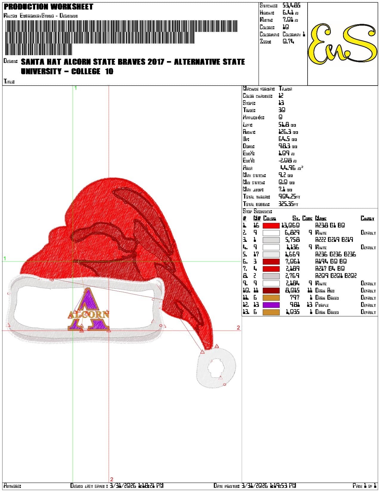 Santa Hat Alcorn State Braves 2017 Alternative State  - Elegant embroidery design file-instant download — view 3
