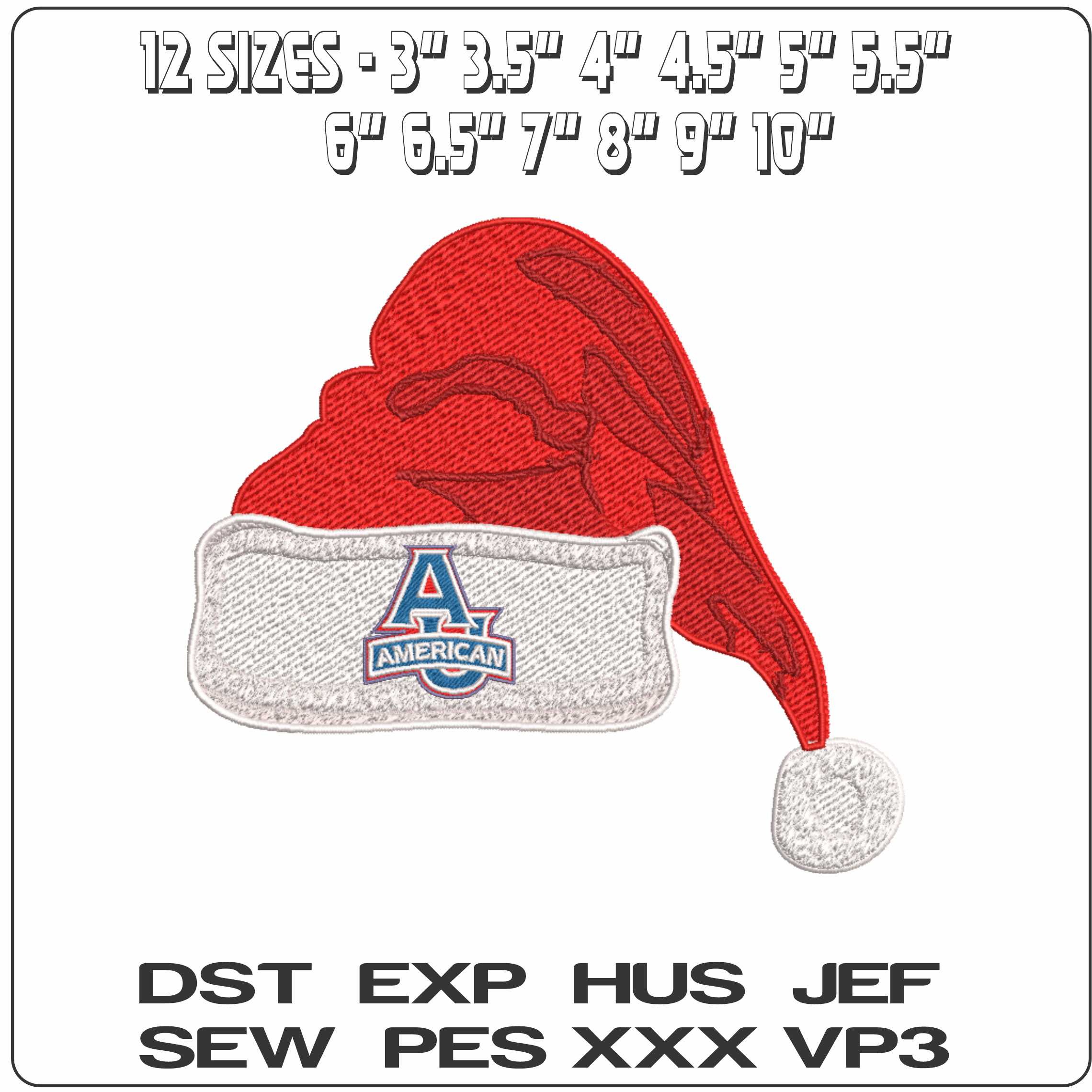 Santa Hat American Eagles 2006  - Elegant embroidery design file-instant download — view 2