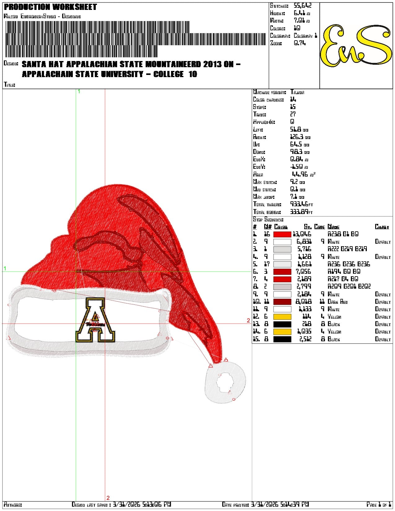 Santa Hat Appalachian State Mountaineerd 2013  - Elegant embroidery design file-instant download — view 3