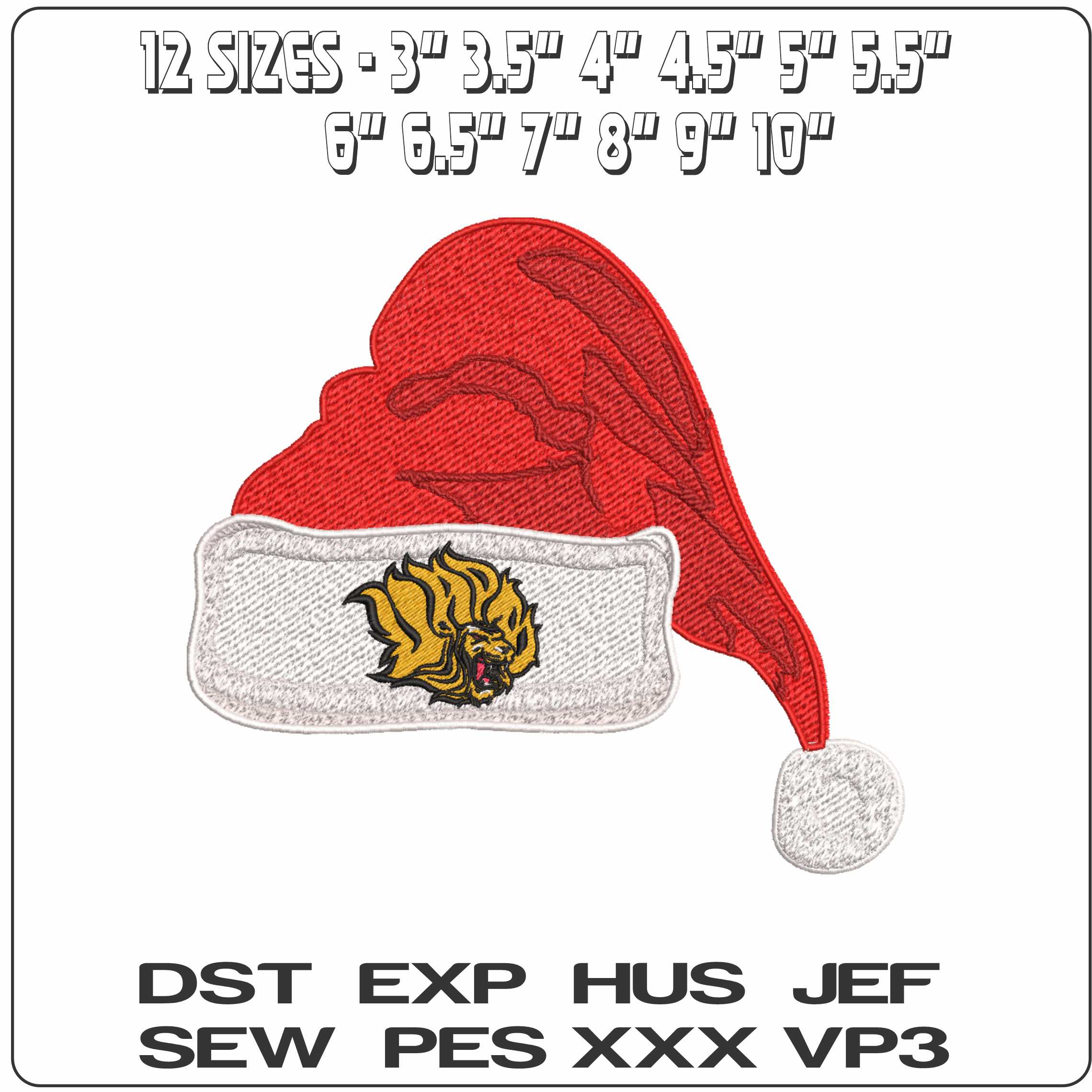 Santa Hat Arkansas PB Golden Lions 2015 on University  - Elegant embroidery design file-instant download — view 2