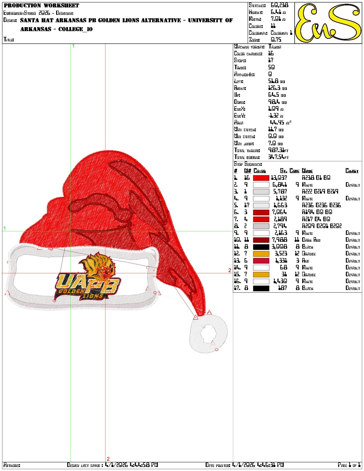 Santa Hat Arkansas PB Golden Lions Alternative  - Elegant embroidery design file-instant download — view 3