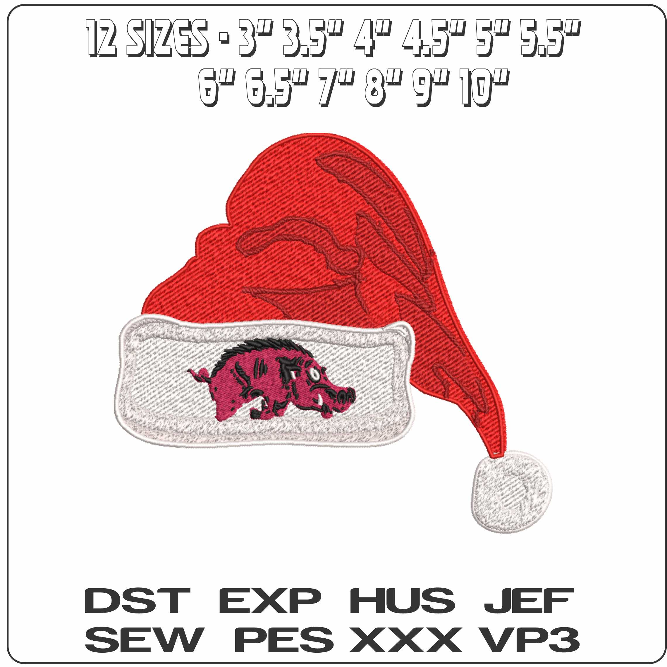 Santa Hat Arkansas Razorbacks 1931  - Elegant embroidery design file-instant download — view 2