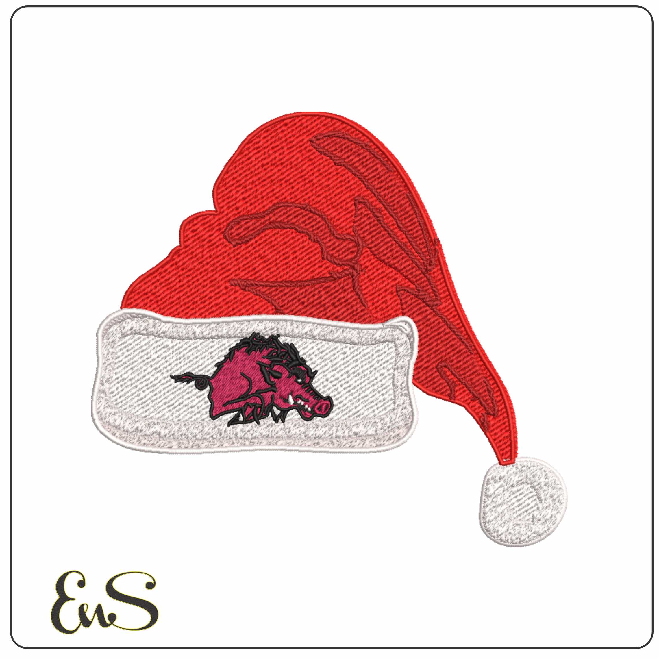 Santa Hat Arkansas Razorbacks 1938 University  - Elegant embroidery design file-instant download