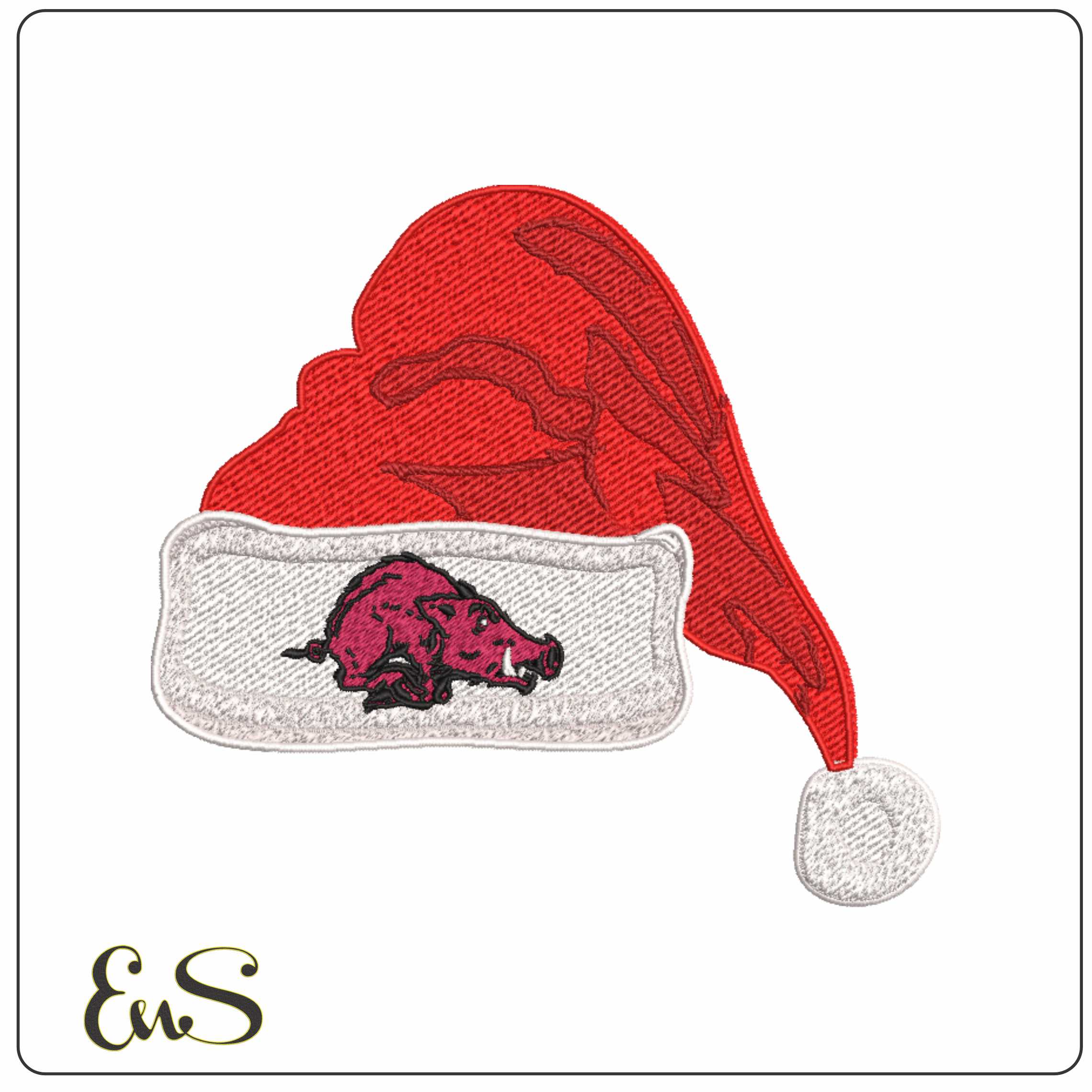 Santa Hat Arkansas Razorbacks 1955 University  - Elegant embroidery design file-instant download