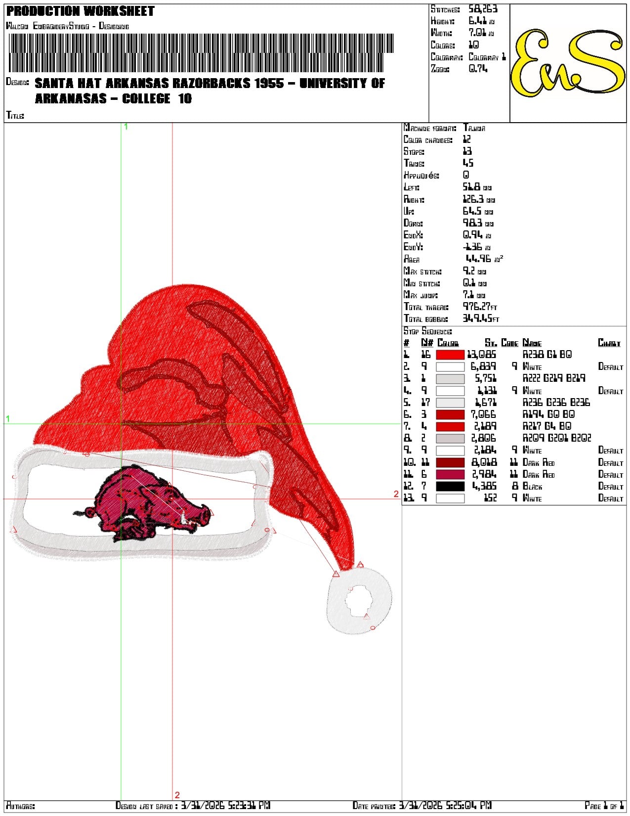 Santa Hat Arkansas Razorbacks 1955 University  - Elegant embroidery design file-instant download — view 3