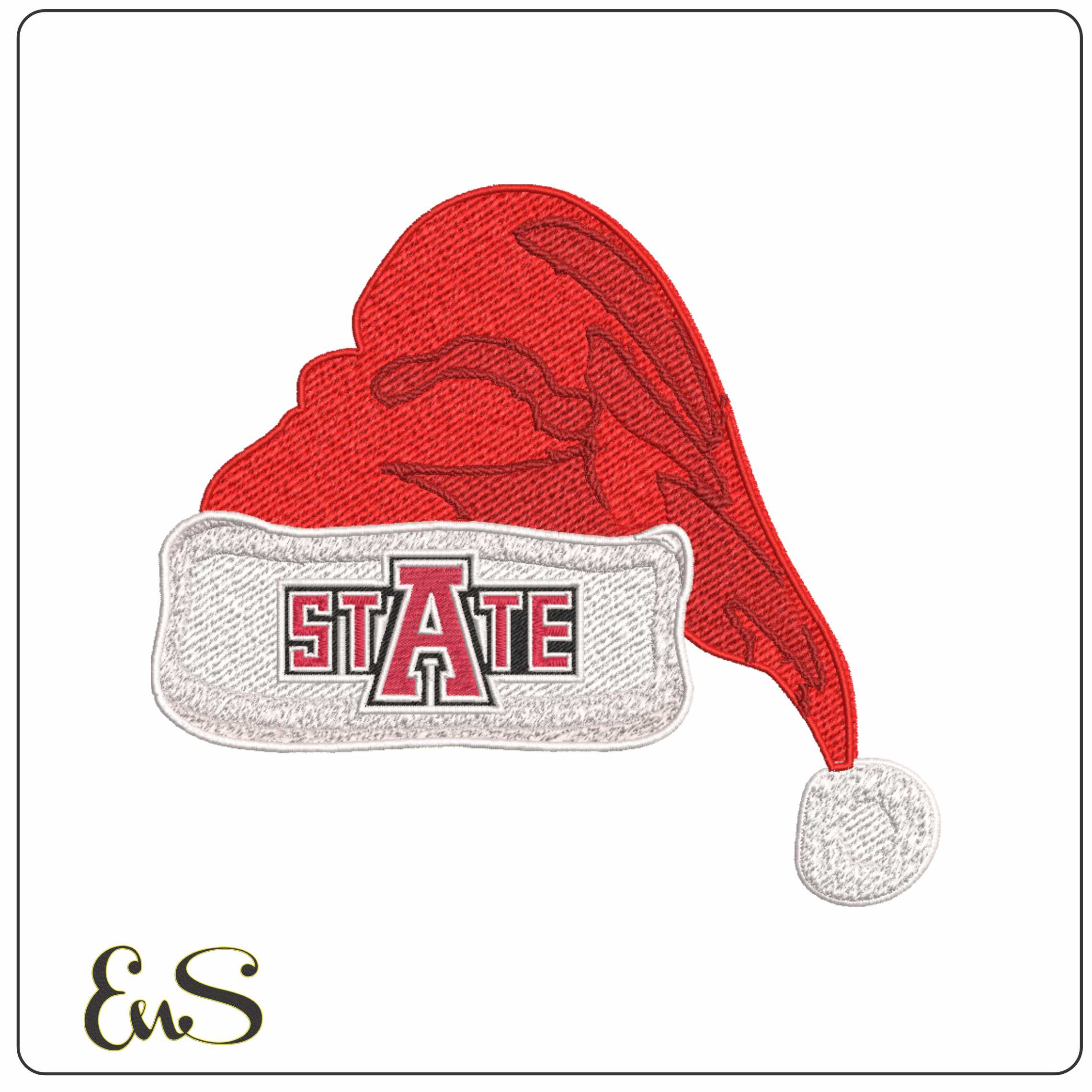 Santa Hat Arkansas State Red Wolves  - Elegant embroidery design file-instant download