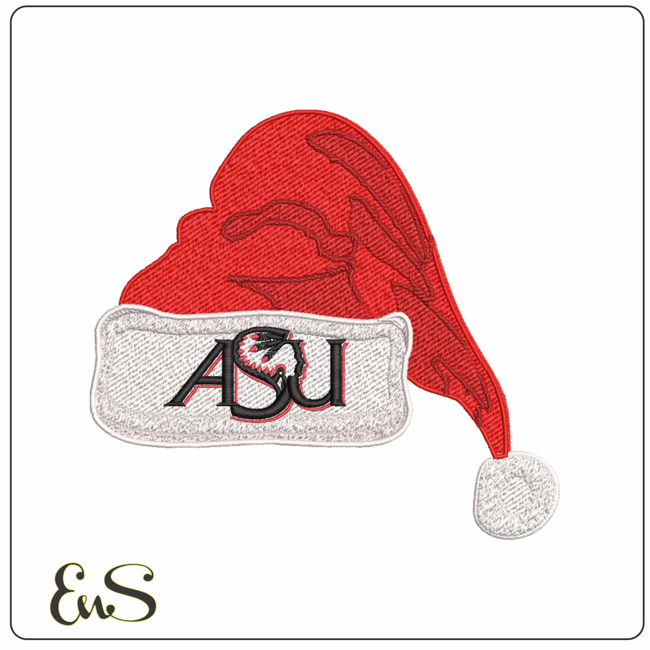 Santa Hat Arkansas State University Indians 1993 to 2008  - Elegant embroidery design file-instant download