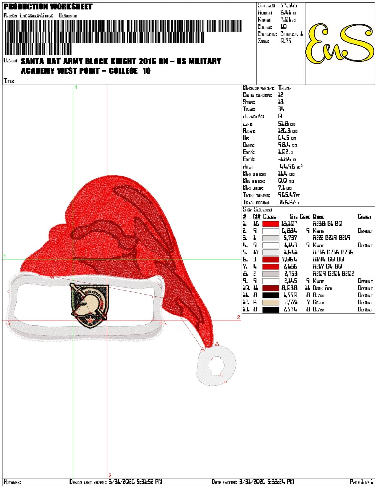 Santa Hat Army Black Knight 2015 on US Military - Elegant embroidery design file-instant download — view 3