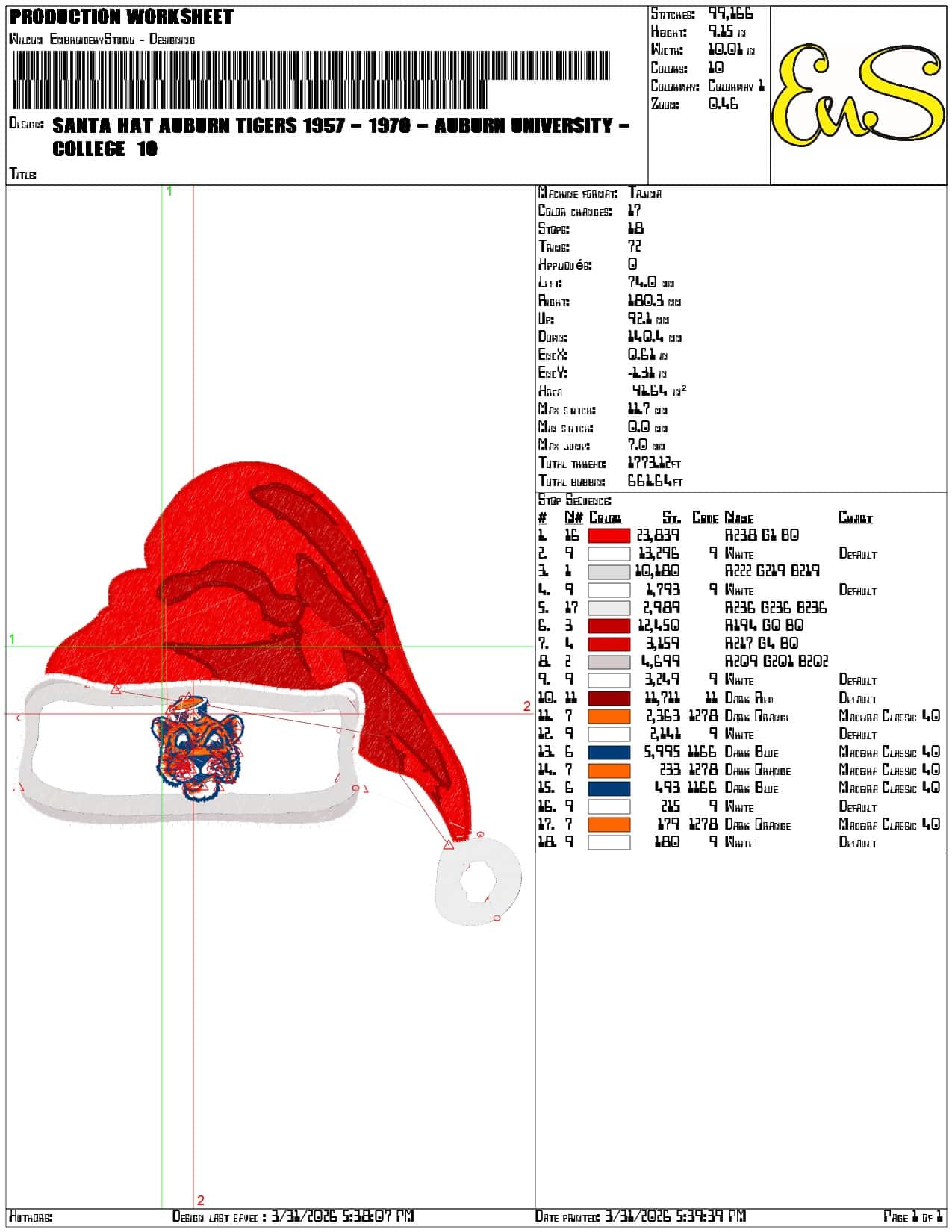 Santa Hat Auburn Tigers 1957 1970 Auburn University - Elegant embroidery design file-instant download — view 3
