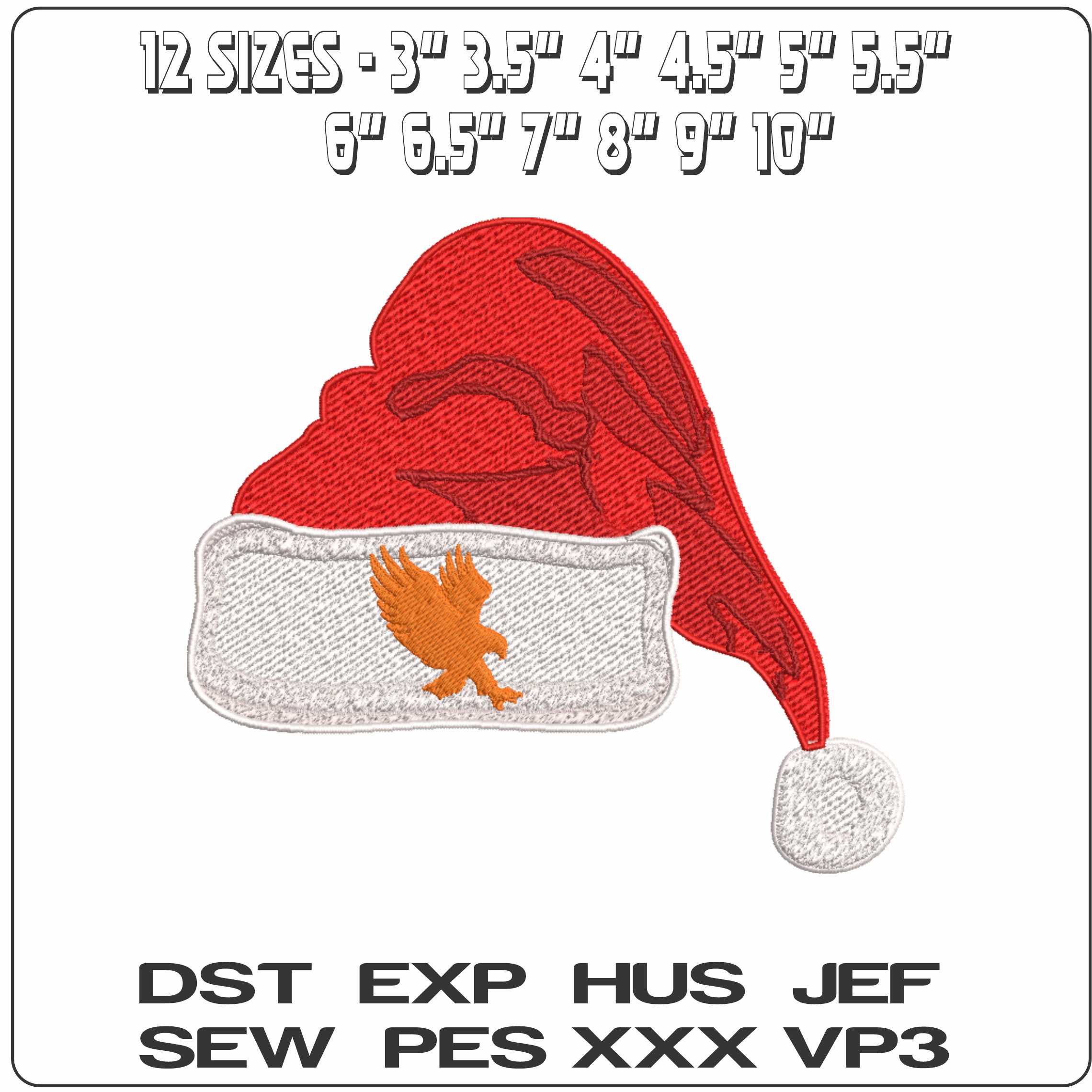 Santa Hat Auburn Tigers Eagle Alternative - Elegant embroidery design file-instant download — view 2