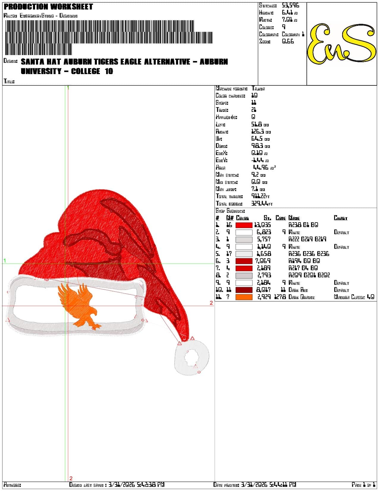 Santa Hat Auburn Tigers Eagle Alternative - Elegant embroidery design file-instant download — view 3
