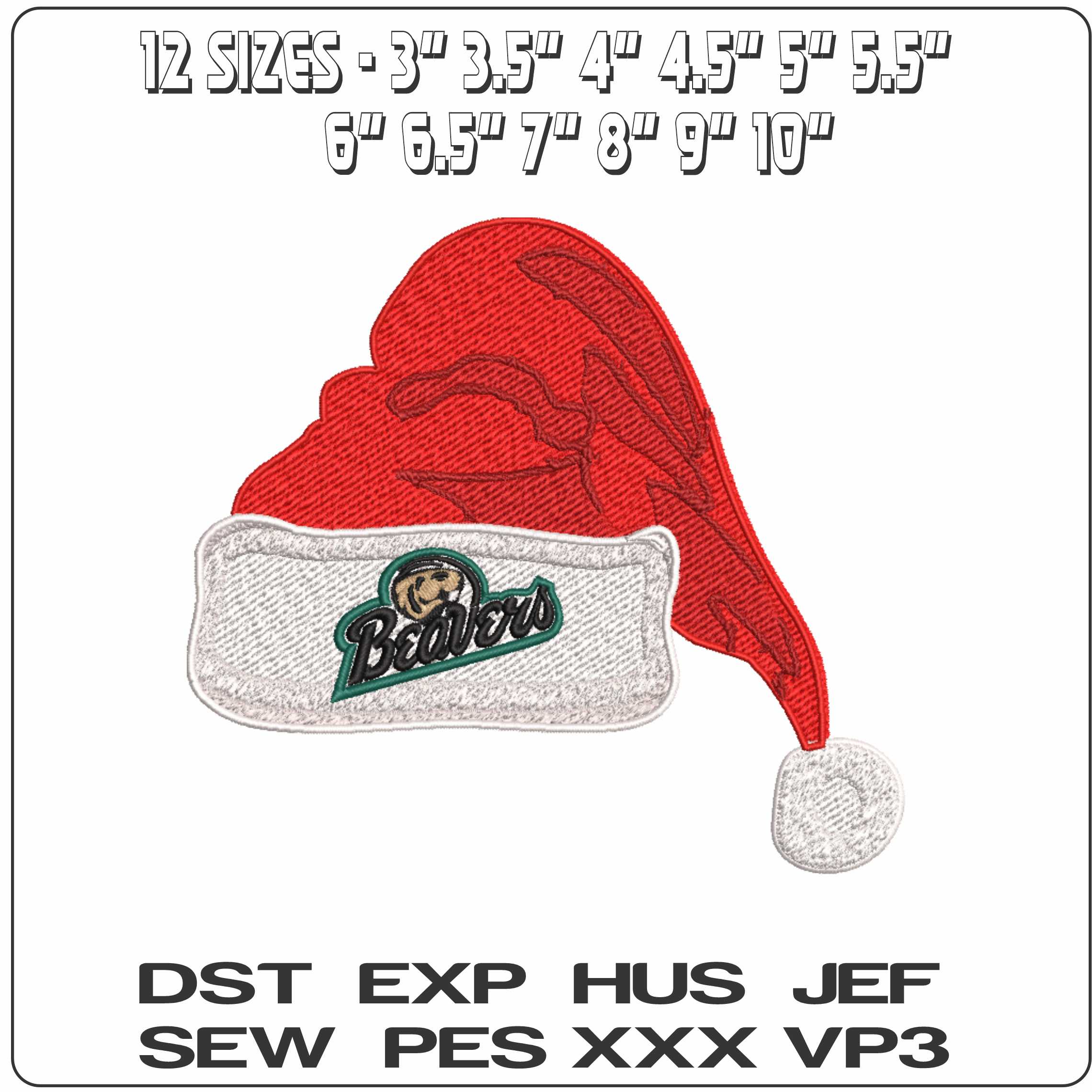 Santa Hat Bemidji State Beavers Alternative - Elegant embroidery design file-instant download — view 2