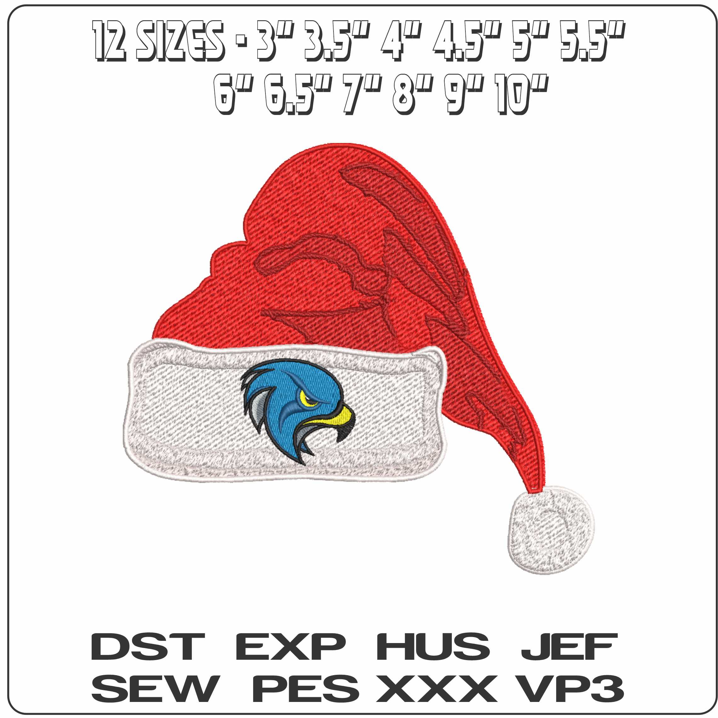 Santa Hat Bentley Falcons Head Alternate - Elegant embroidery design file-instant download — view 2