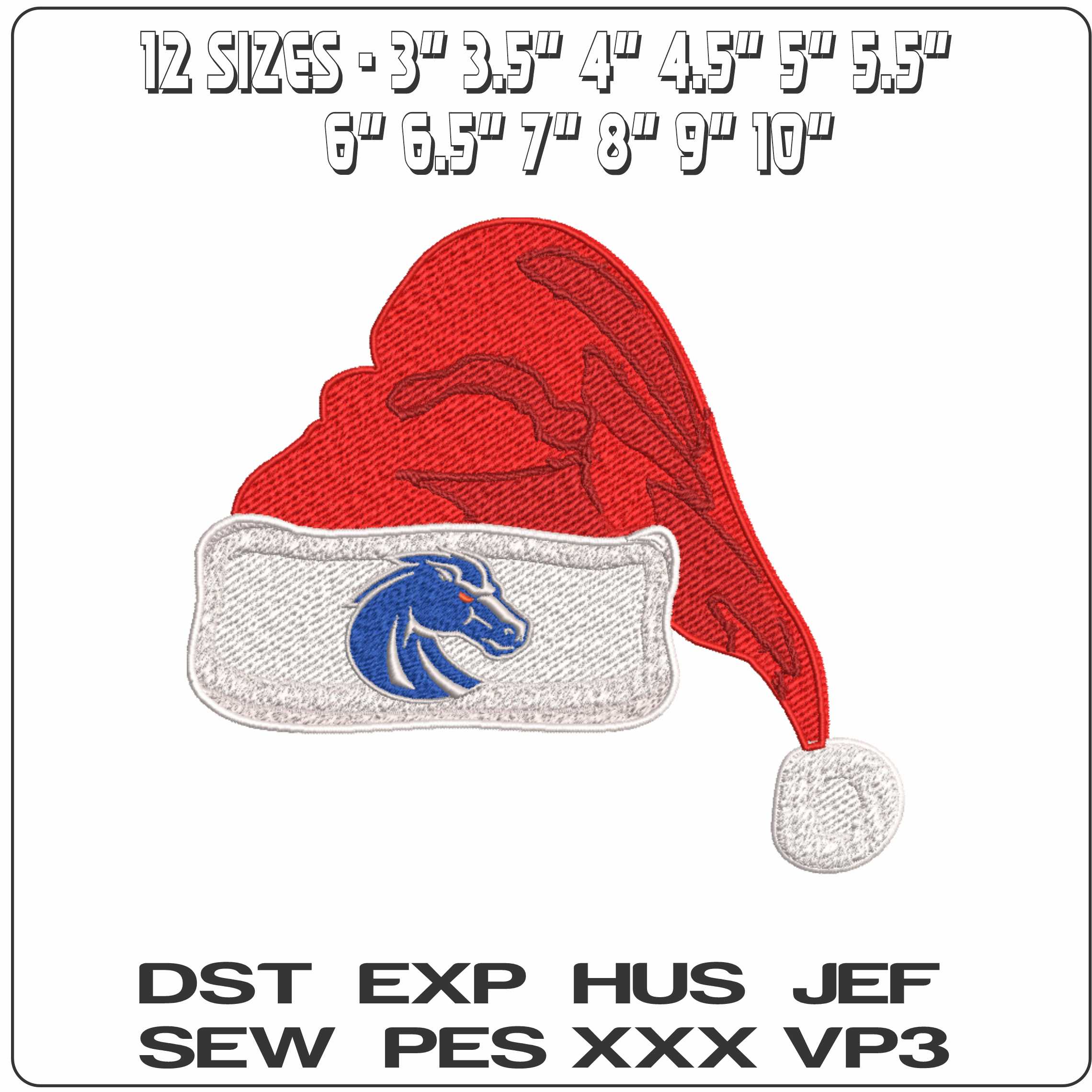 Santa Hat Boise State Broncos Alternative - Elegant embroidery design file-instant download — view 2
