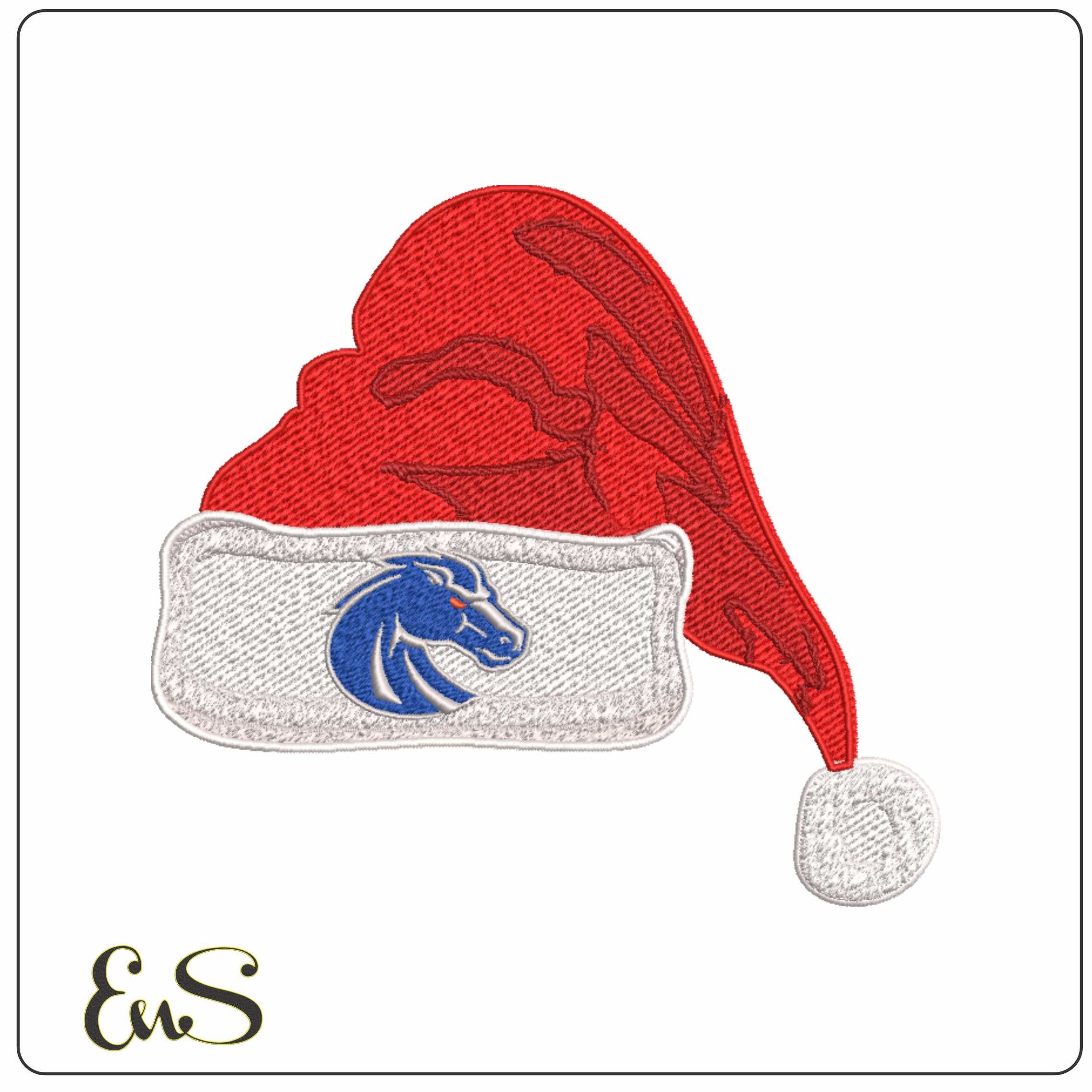 Santa Hat Boise State Broncos Alternative - Elegant embroidery design file-instant download