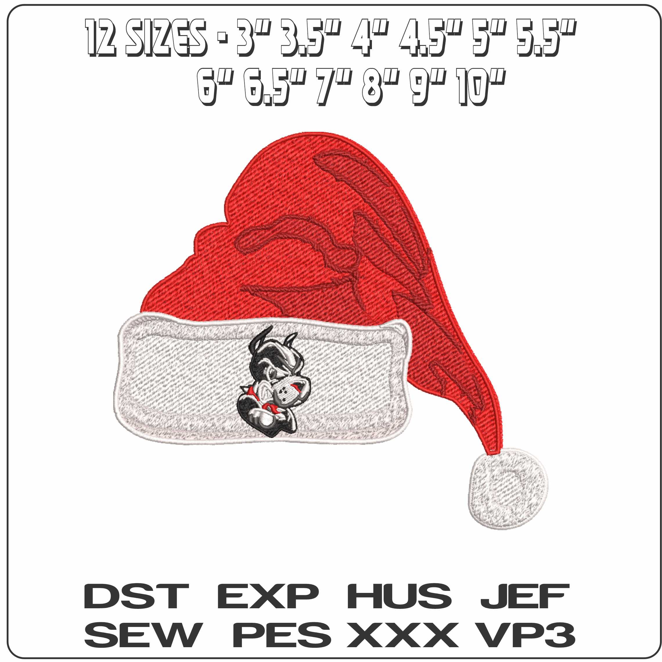 Santa Hat Boston University Terriers Rhett Boston - Elegant embroidery design file-instant download — view 2