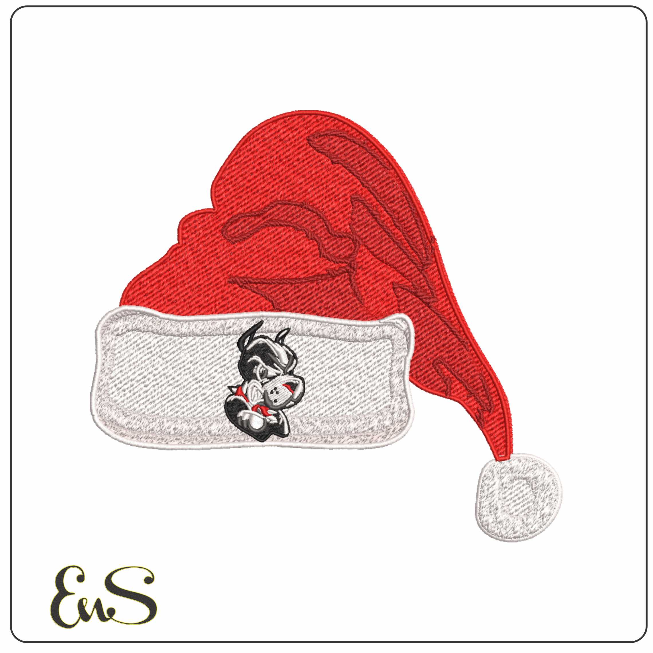 Santa Hat Boston University Terriers Rhett Boston - Elegant embroidery design file-instant download