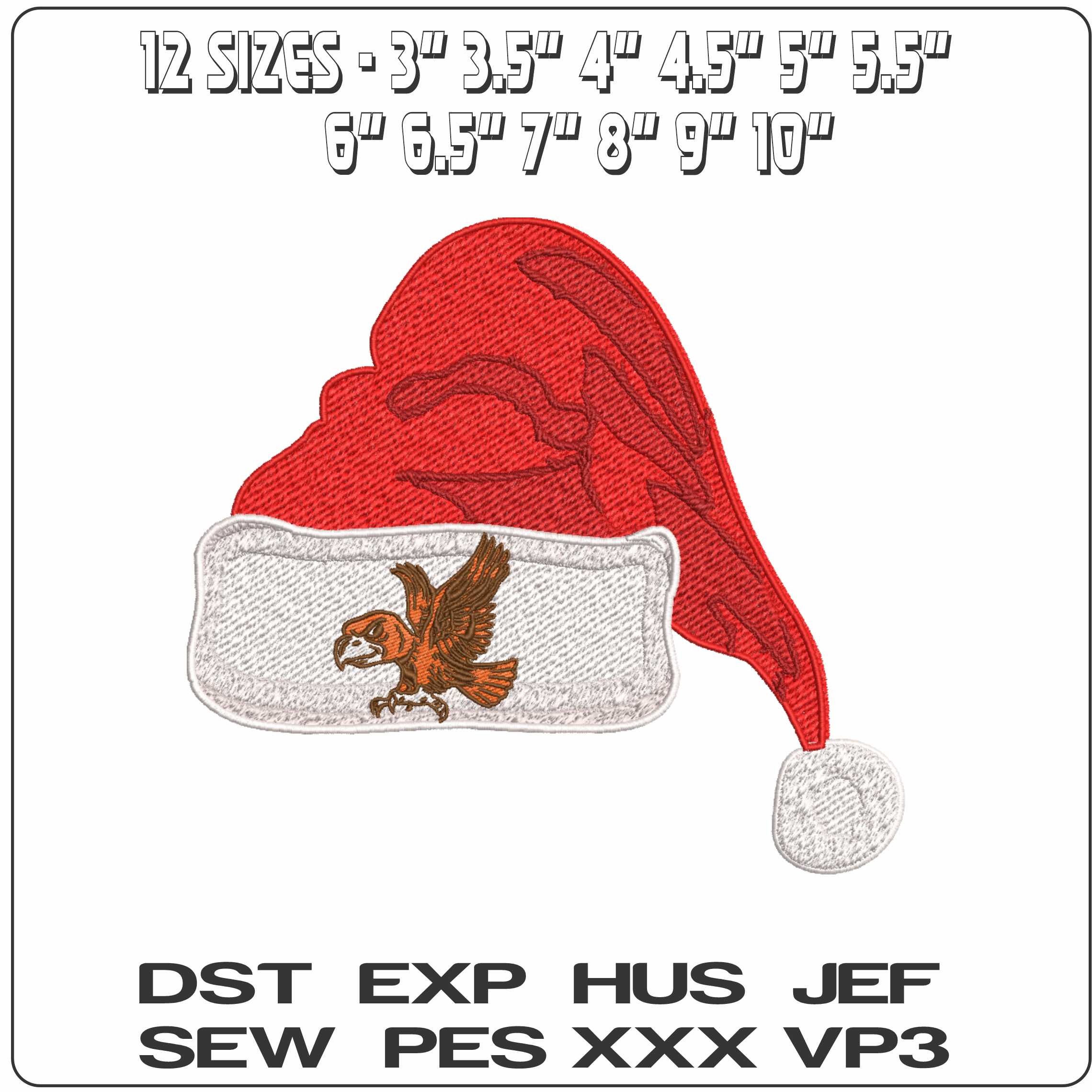 Santa Hat Bowling Green Falcons Mascot 1964 to 1976 - Elegant embroidery design file-instant download — view 2
