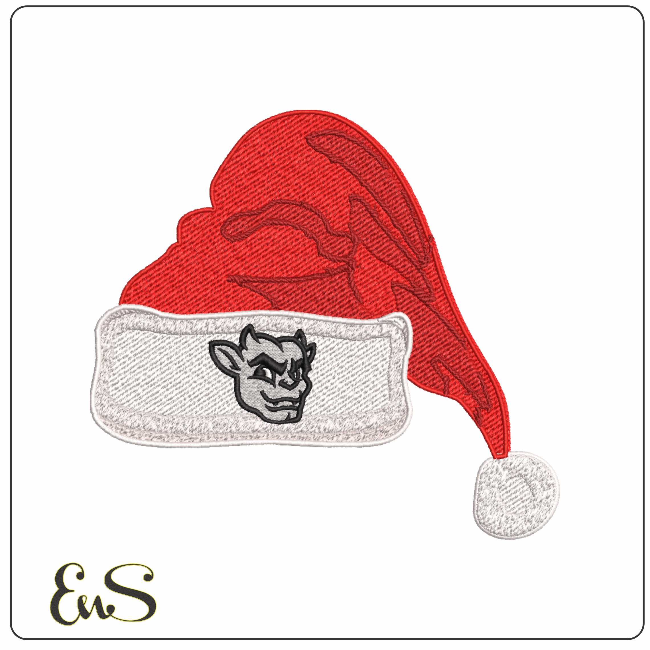 Santa Hat Bradley Braves Mascot - Elegant embroidery design file-instant download