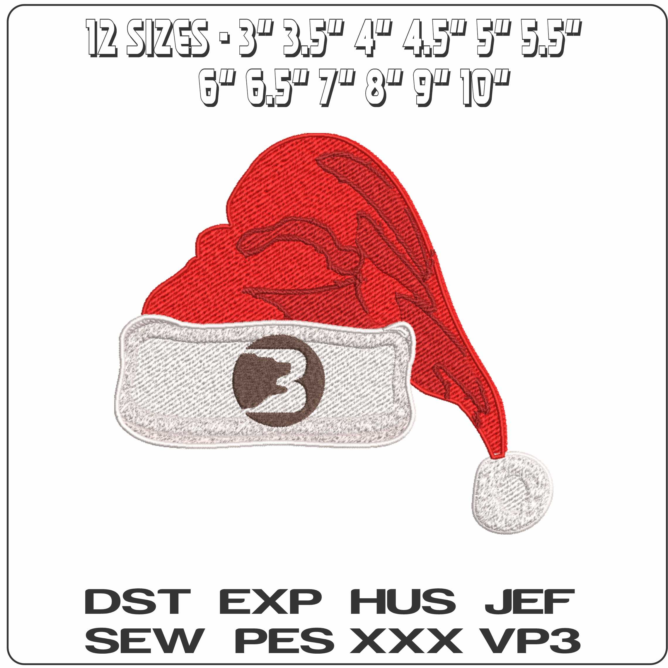 Santa Hat Brown Bears 1973 1978 No Background - Elegant embroidery design file-instant download — view 2