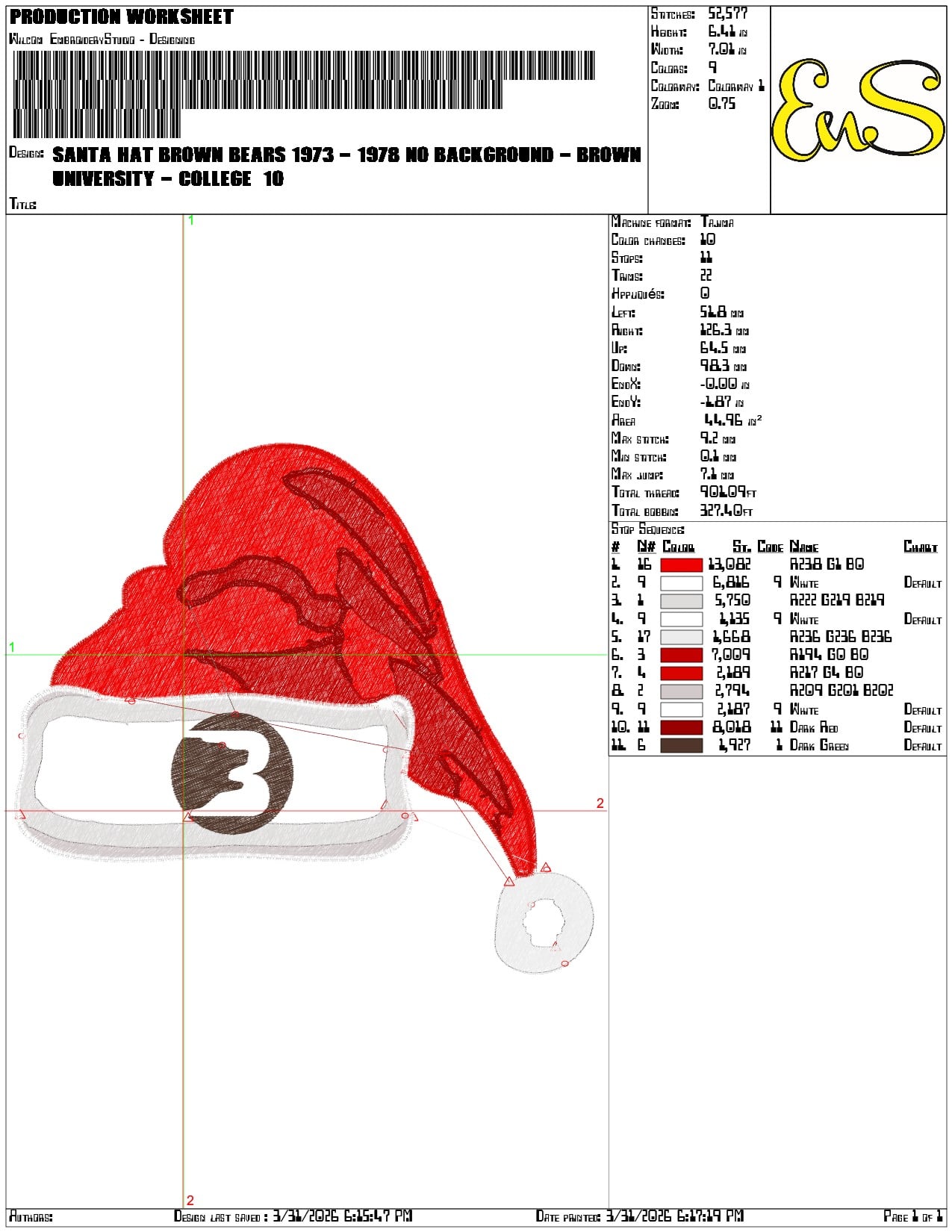 Santa Hat Brown Bears 1973 1978 No Background - Elegant embroidery design file-instant download — view 3