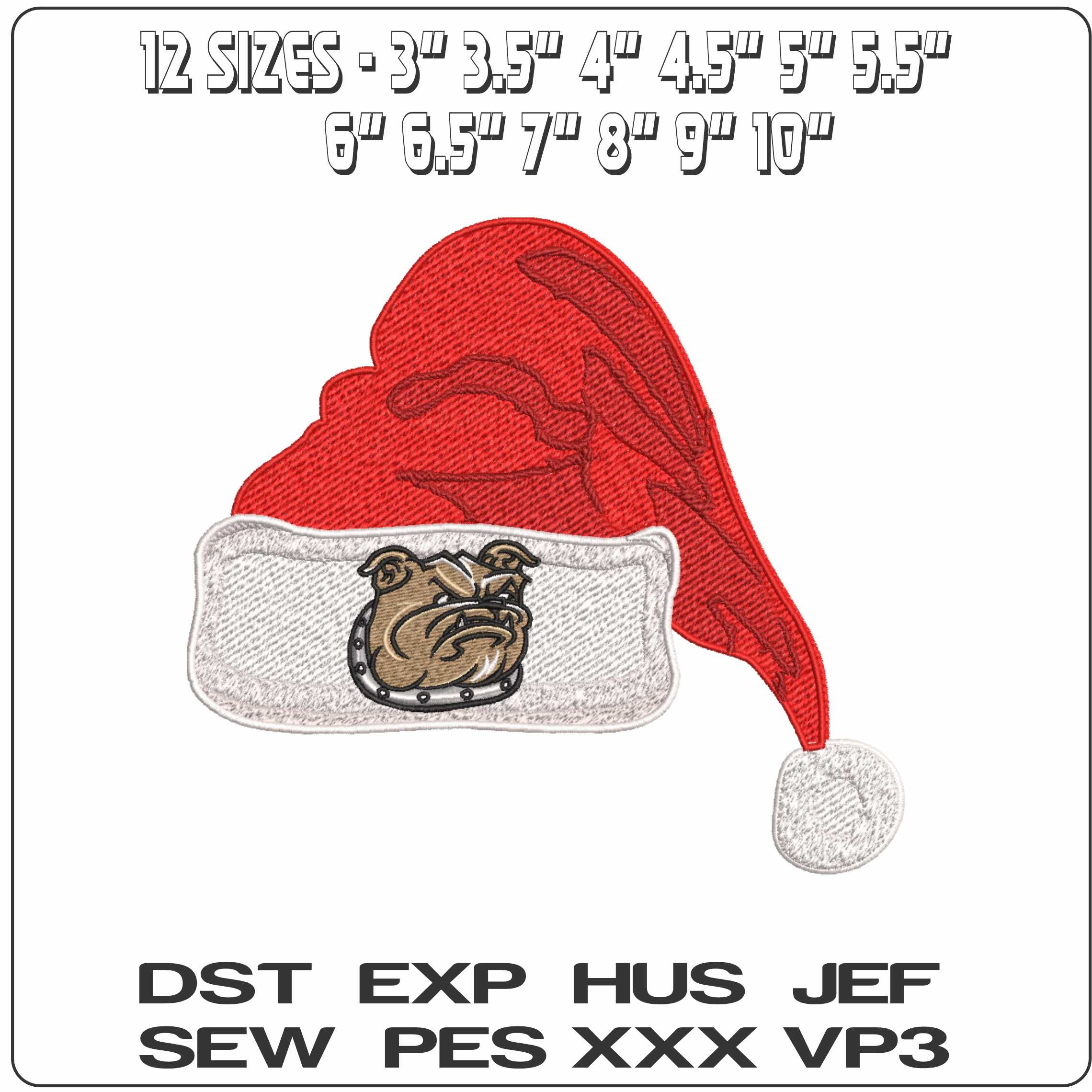 Santa Hat Bryant Bulldogs Mascot Tupper - Elegant embroidery design file-instant download — view 2