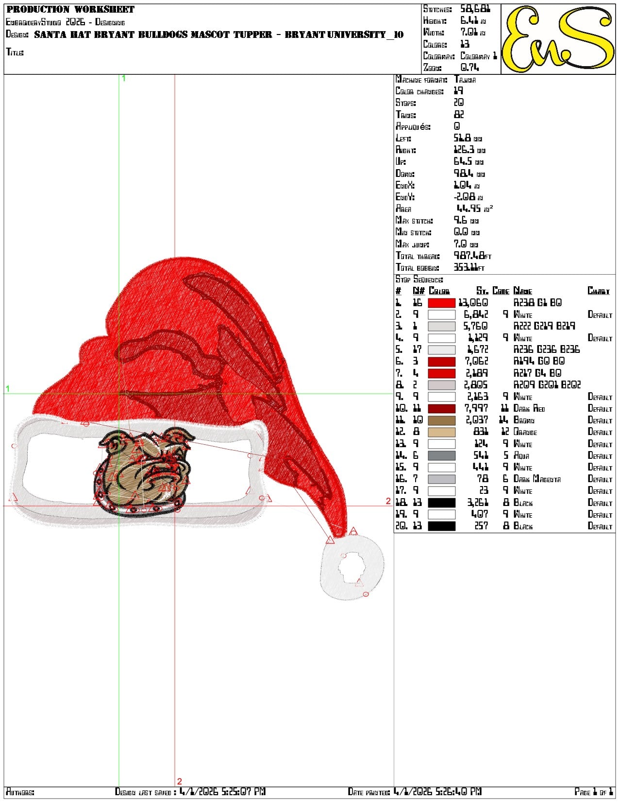 Santa Hat Bryant Bulldogs Mascot Tupper - Elegant embroidery design file-instant download — view 3