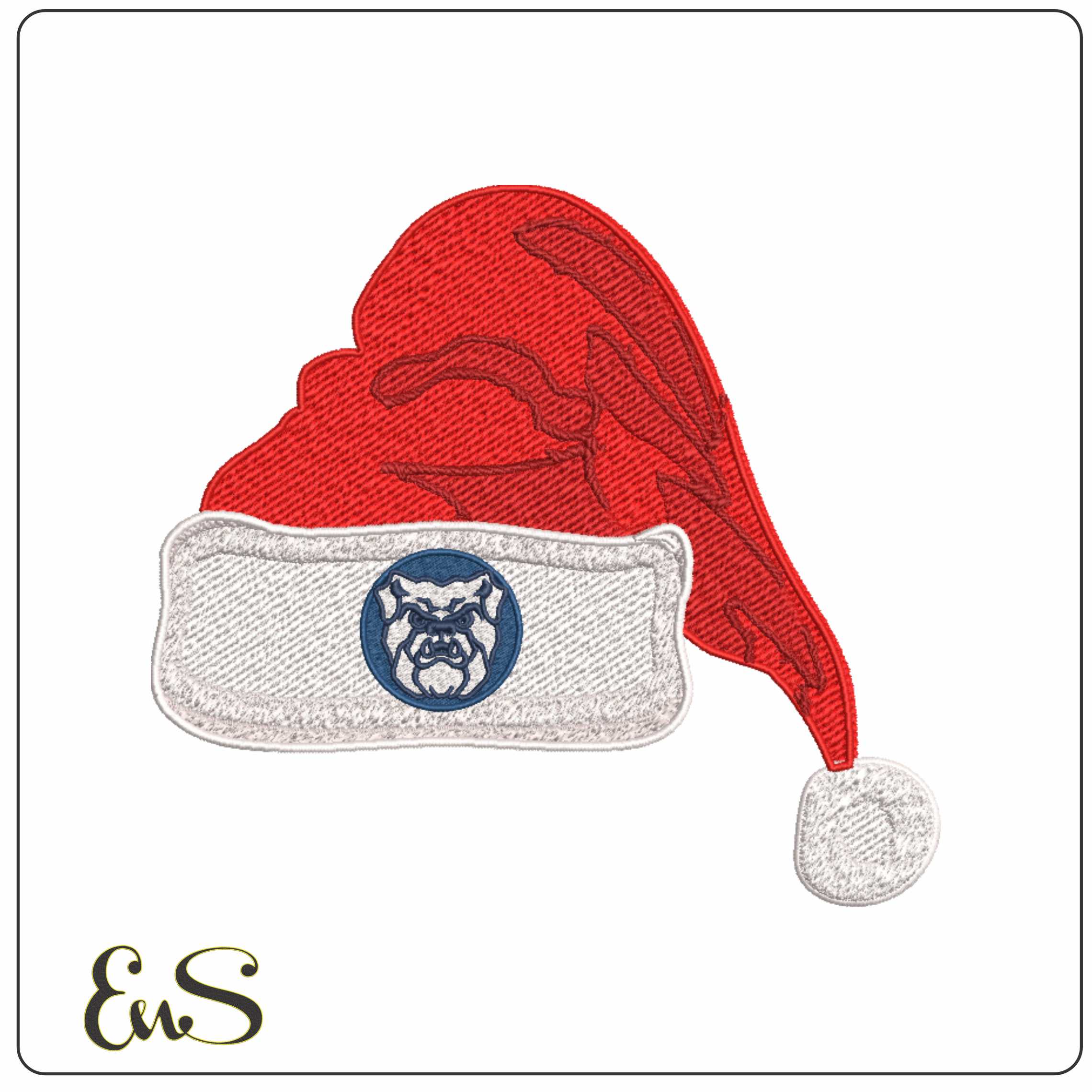 Santa Hat Butler Bulldogs 1990 2015 - Elegant embroidery design file-instant download