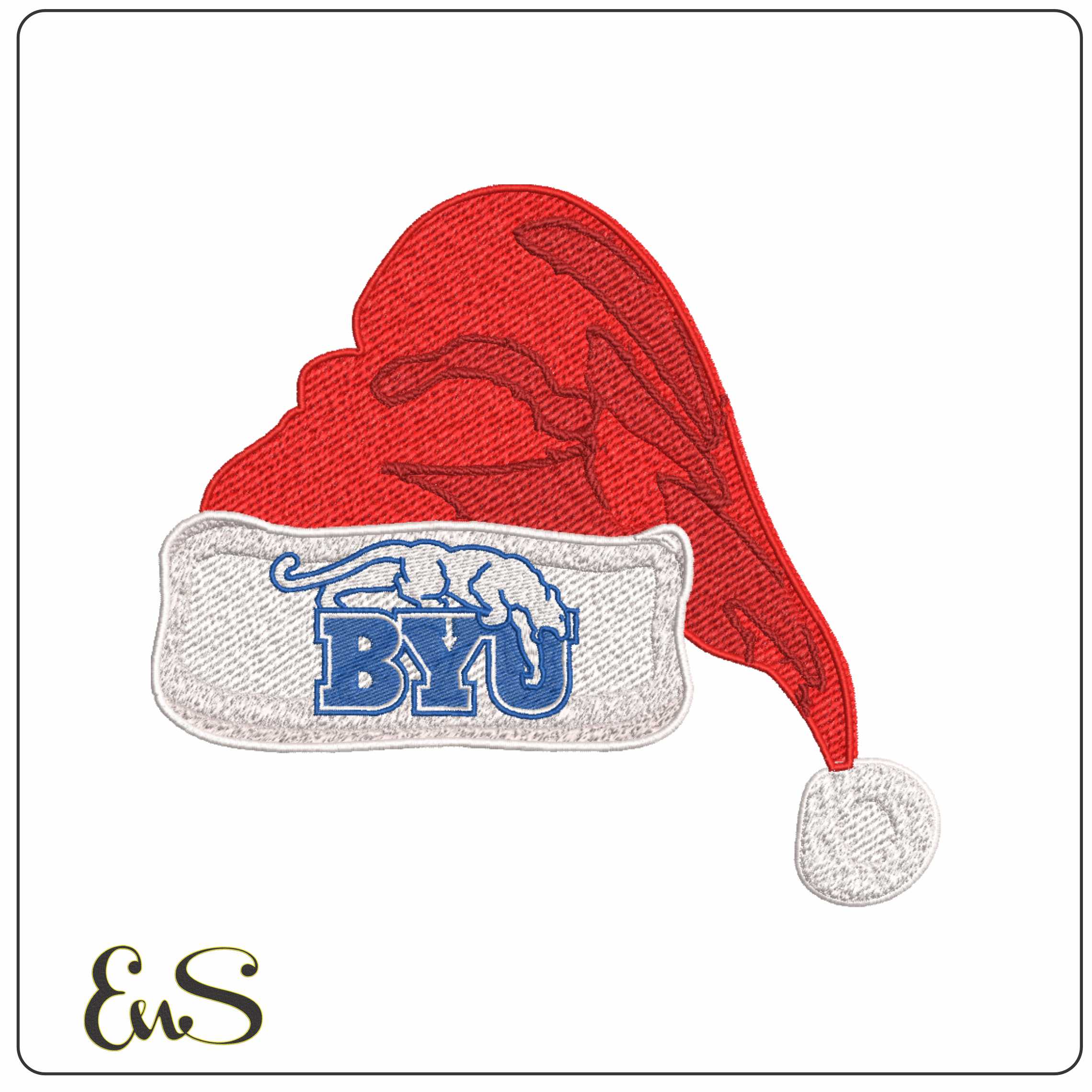 Santa Hat BYU Cougars 1982 to 1999 - Elegant embroidery design file-instant download
