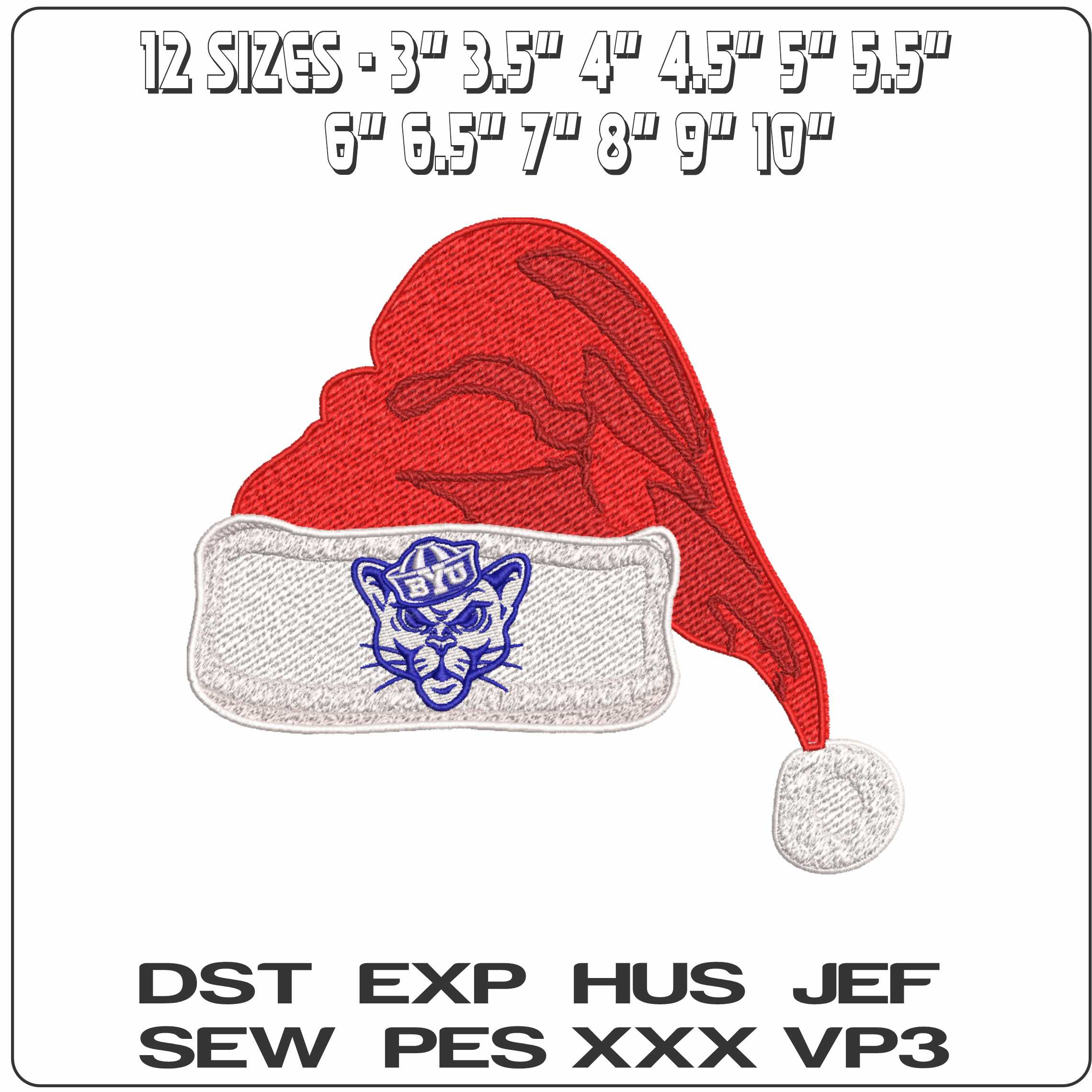 Santa Hat BYU Cougars Alternative - Elegant embroidery design file-instant download — view 2