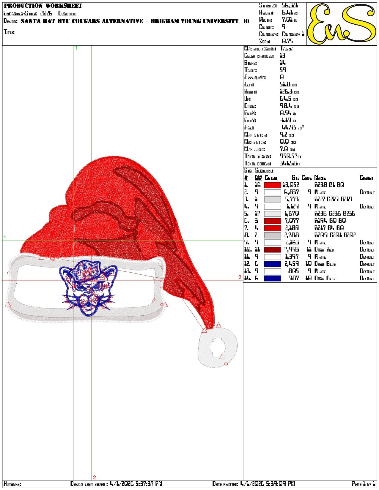 Santa Hat BYU Cougars Alternative - Elegant embroidery design file-instant download — view 3
