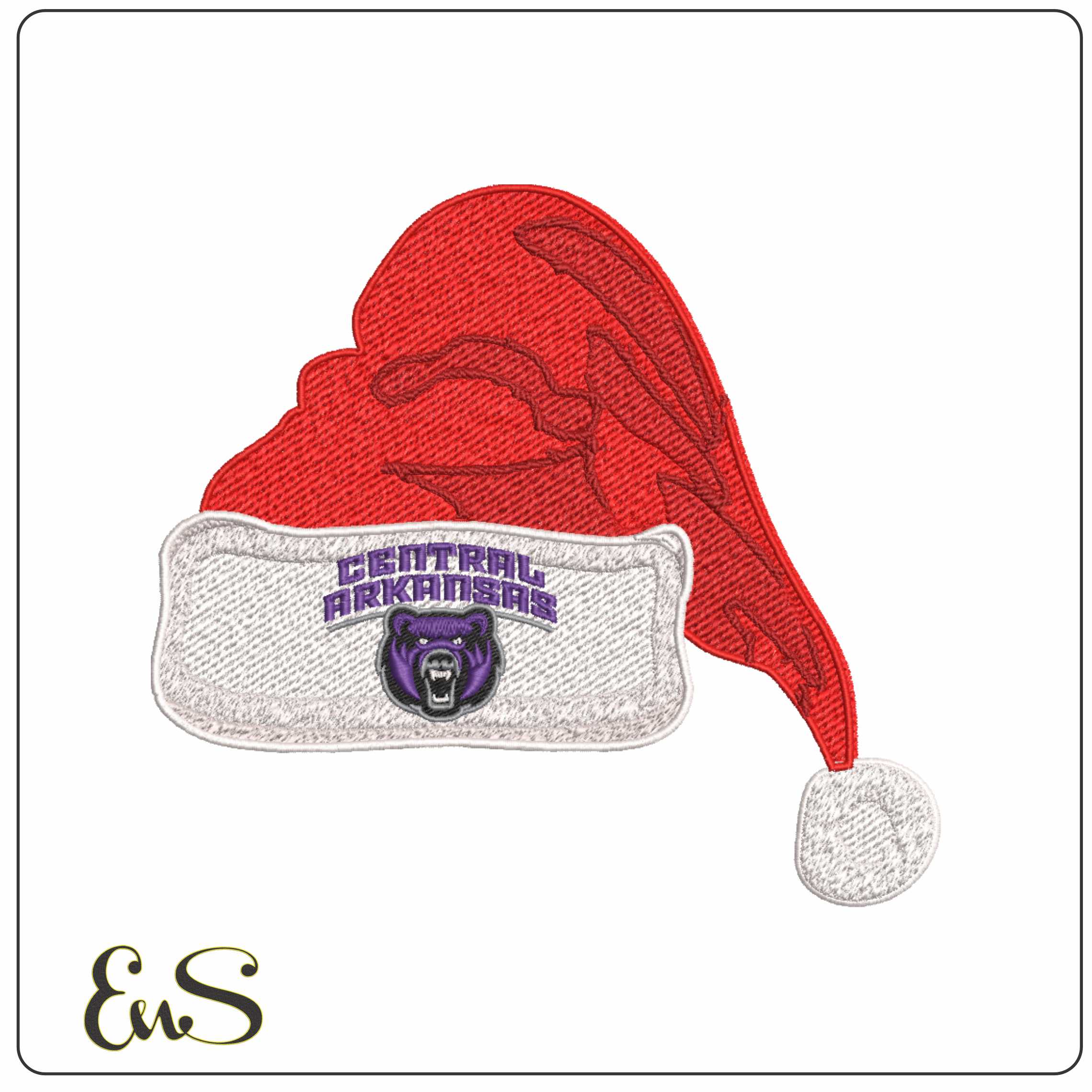 Santa Hat Central Arkansas Bears 2017 - Elegant embroidery design file-instant download