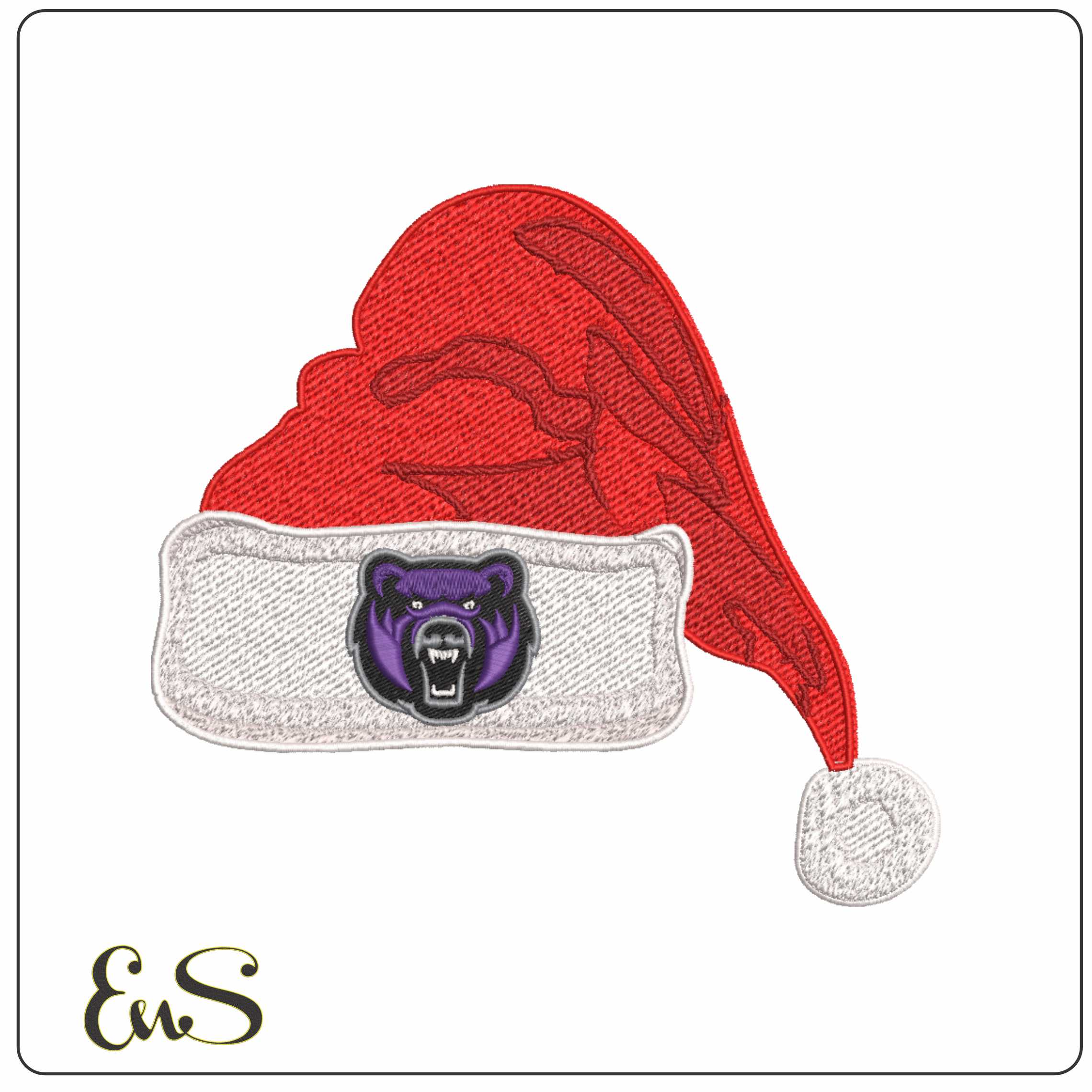 Santa Hat Central Arkansas Bears Head Alternative - Elegant embroidery design file-instant download