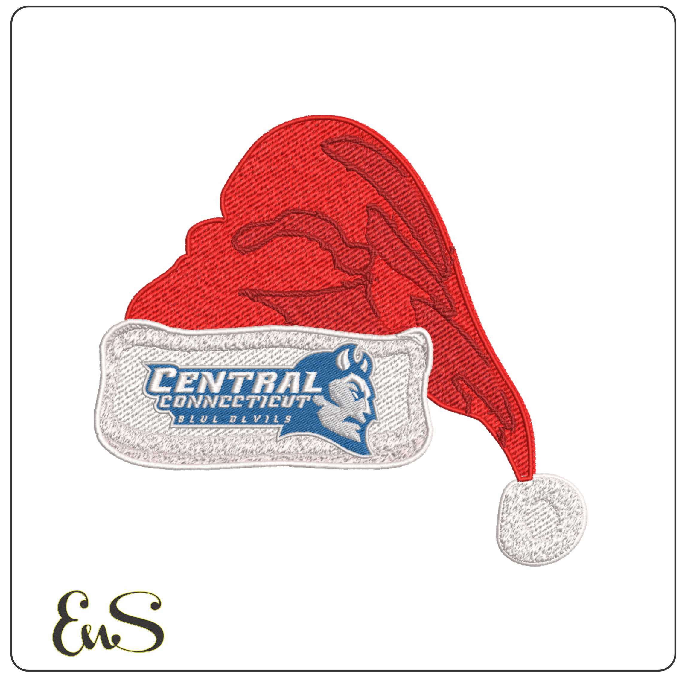 Santa Hat Central Connecticut Blue Devils 2011 - Elegant embroidery design file-instant download