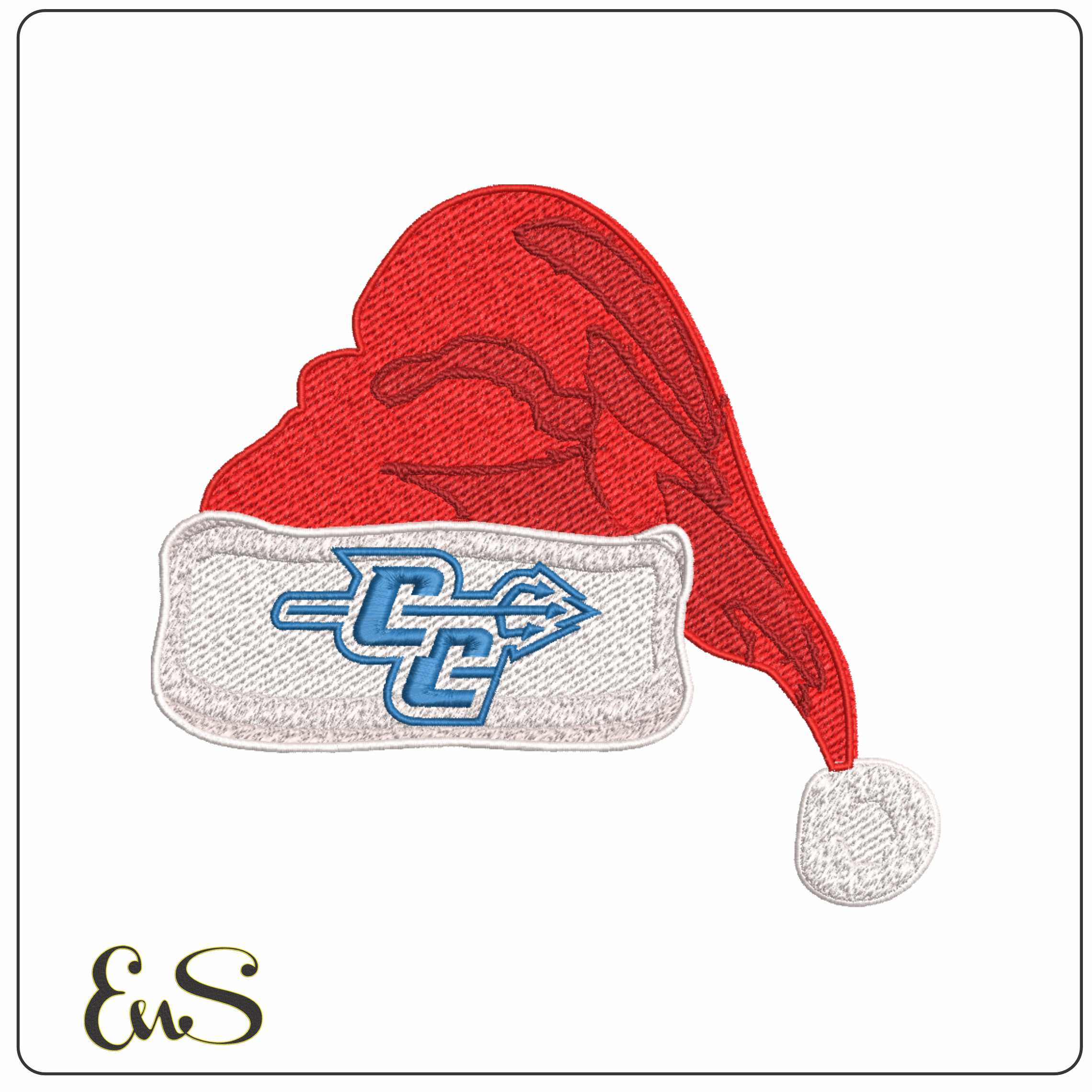 Santa Hat Central Connecticut Blue Devils helmet - Elegant embroidery design file-instant download