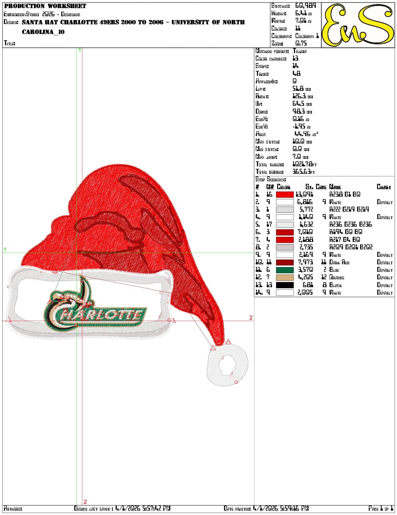 Santa Hat Charlotte 49ers 2000 to 2006 - Elegant embroidery design file-instant download — view 3