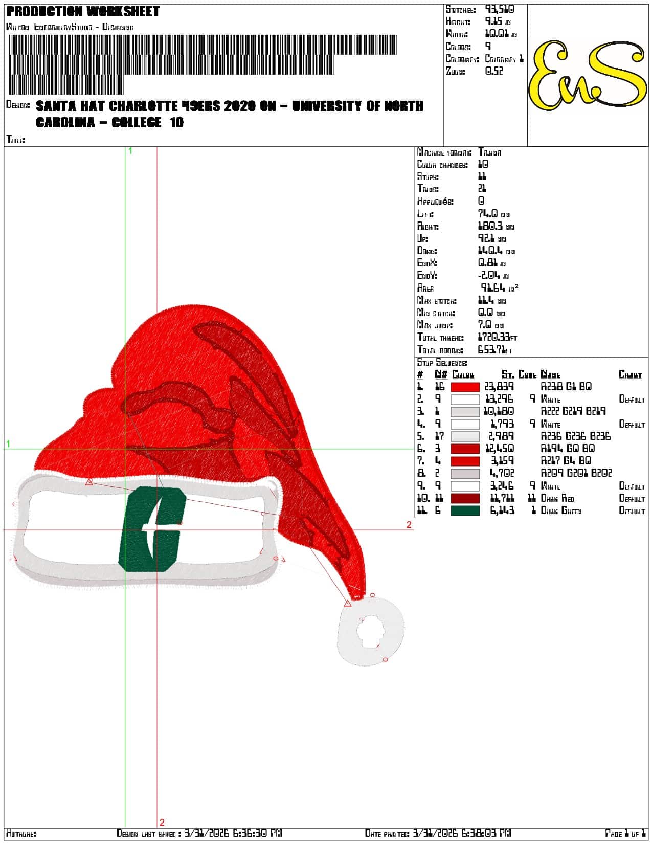 Santa Hat Charlotte 49ers 2020  North Carolina - Elegant embroidery design file-instant download — view 3