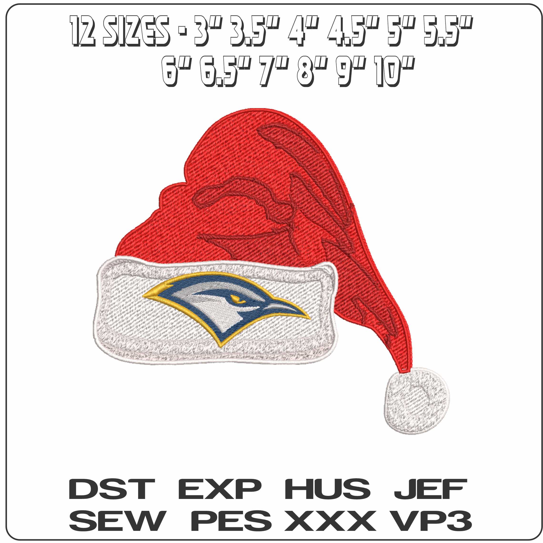 Santa Hat Chattanooga Mocs  Tennesse - Elegant embroidery design file-instant download — view 2