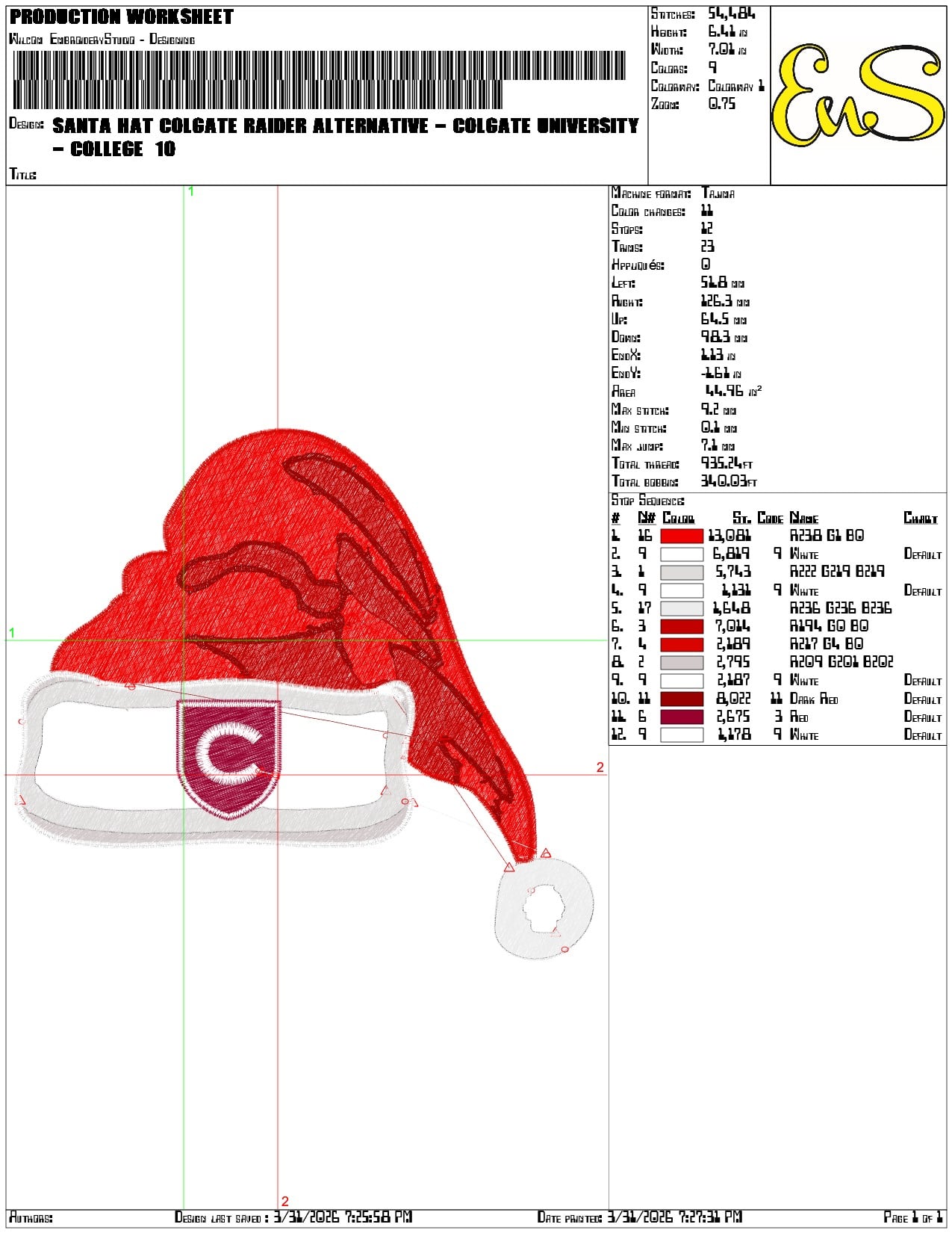 Santa Hat Colgate Raider Alternative - Elegant embroidery design file-instant download — view 3