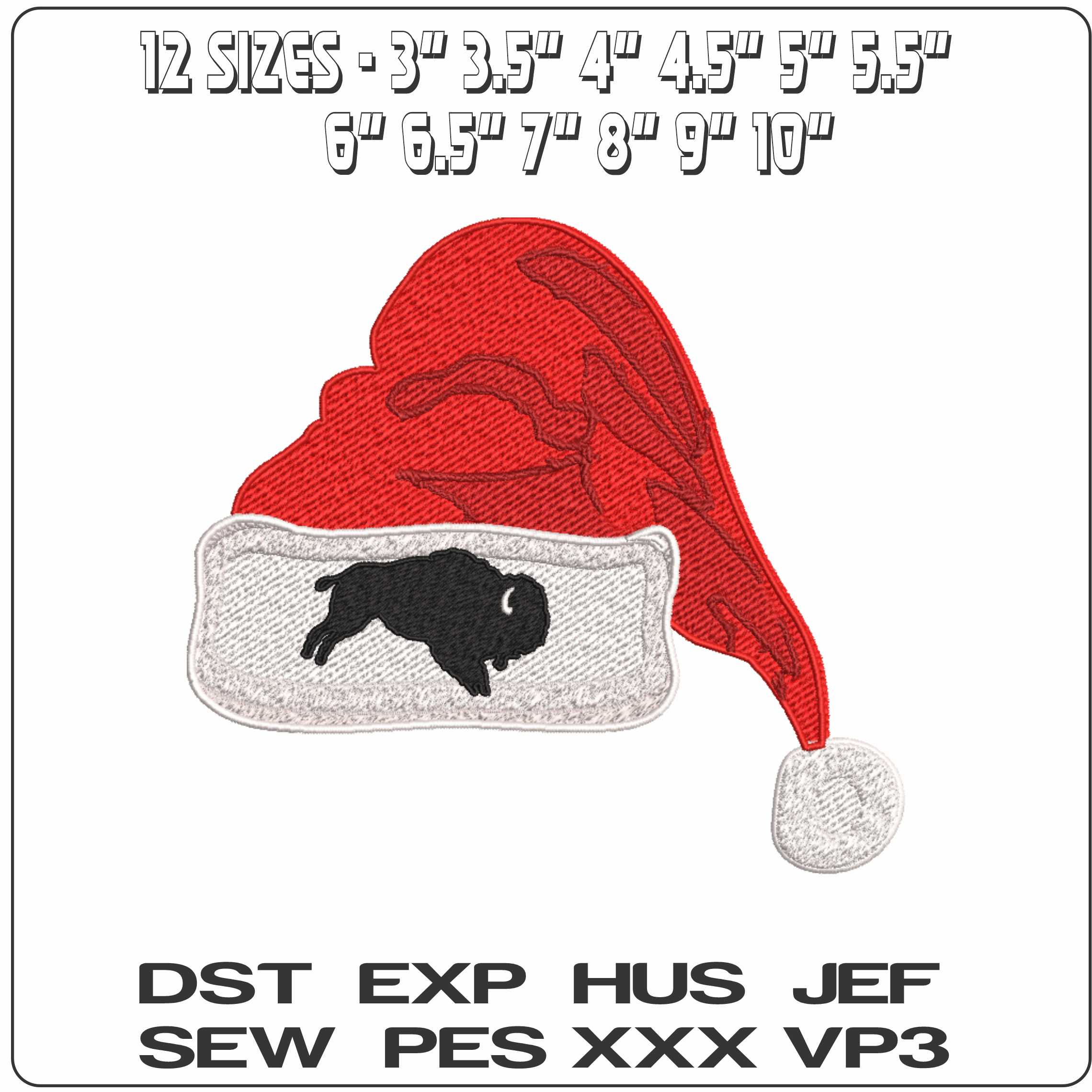 Santa Hat Colorado Buffaloes 1950 1967 - Elegant embroidery design file-instant download — view 2