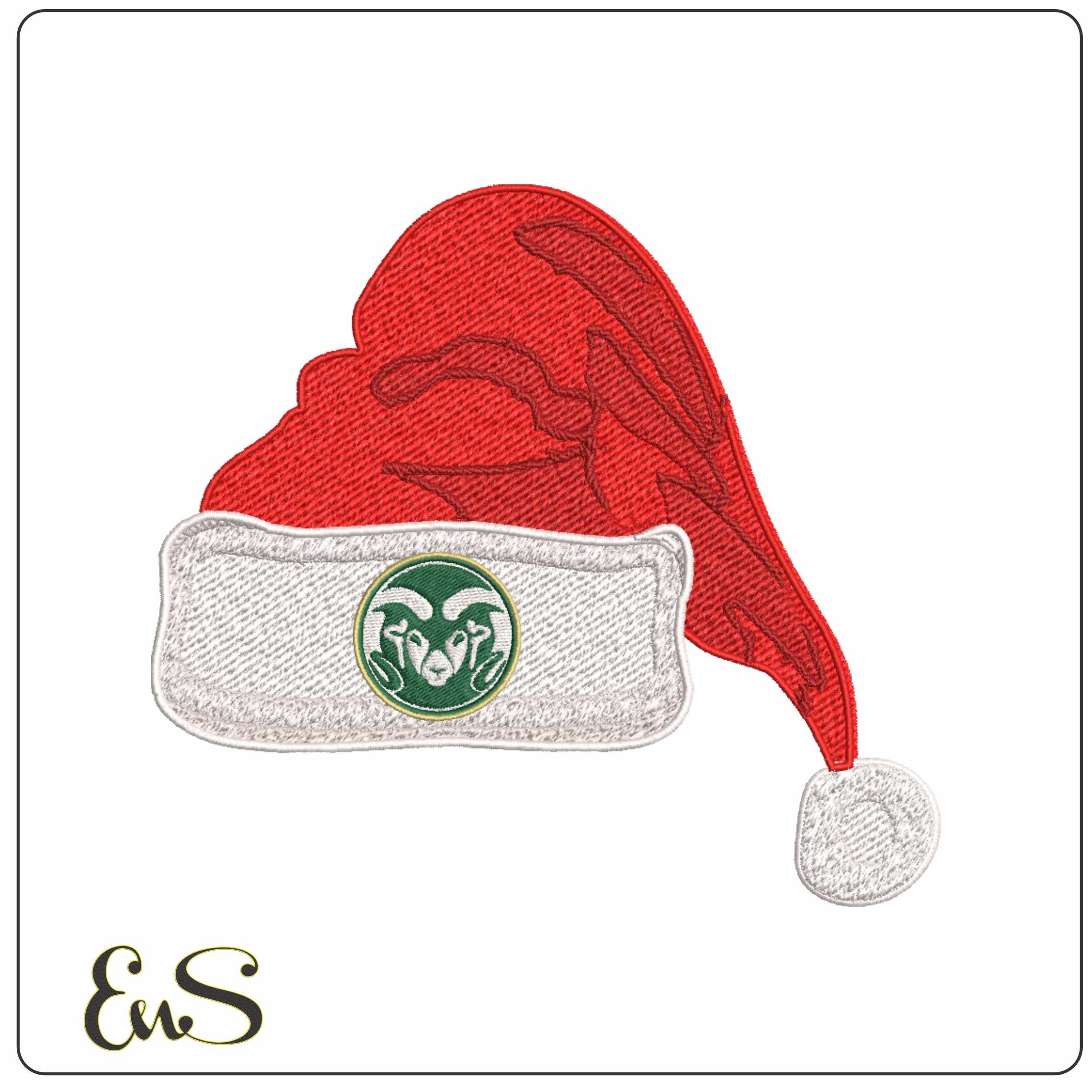 Santa Hat Colorado State Rams 182 - Elegant embroidery design file-instant download