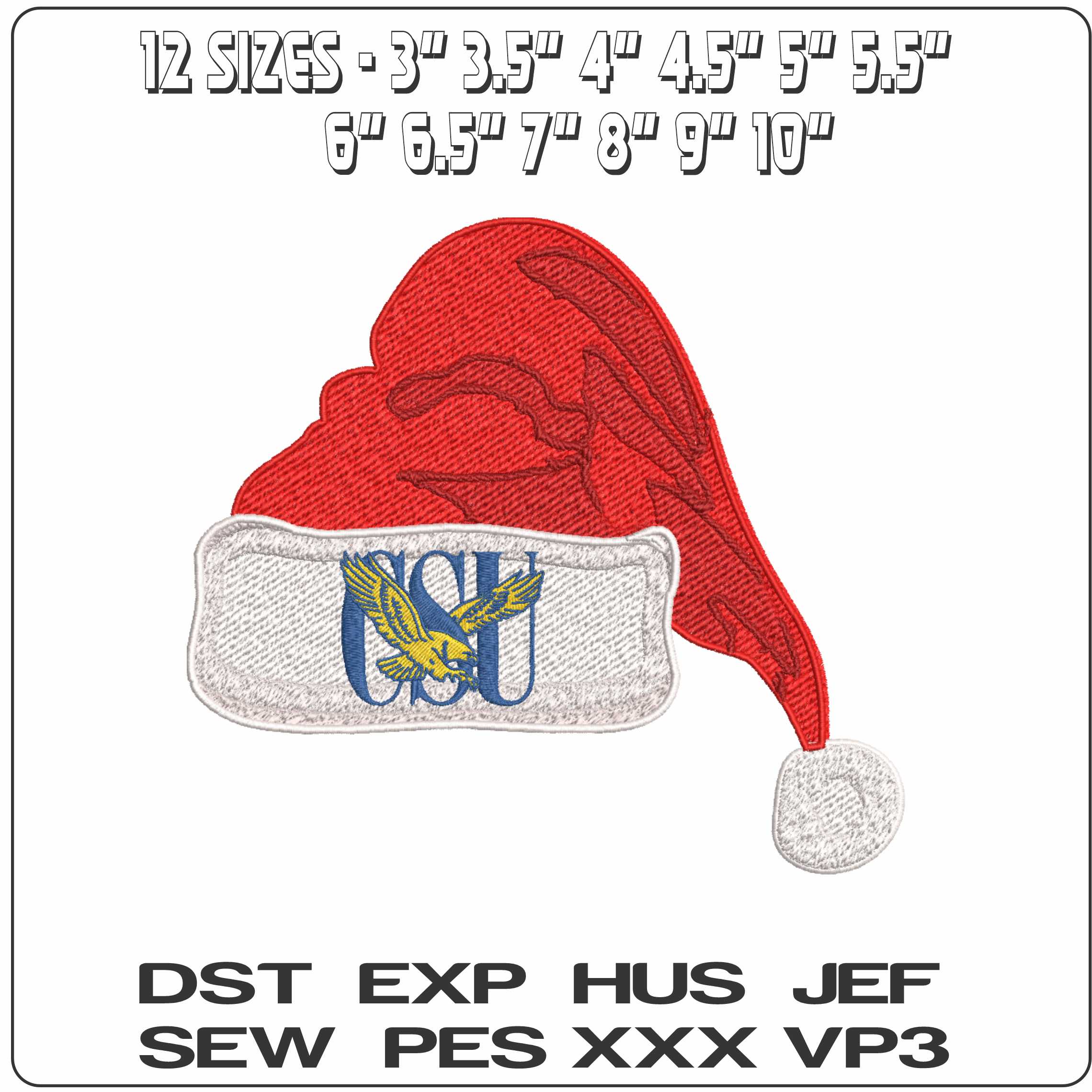 Santa Hat Coppin State Eagles 1988 to 2017 - Elegant embroidery design file-instant download — view 2