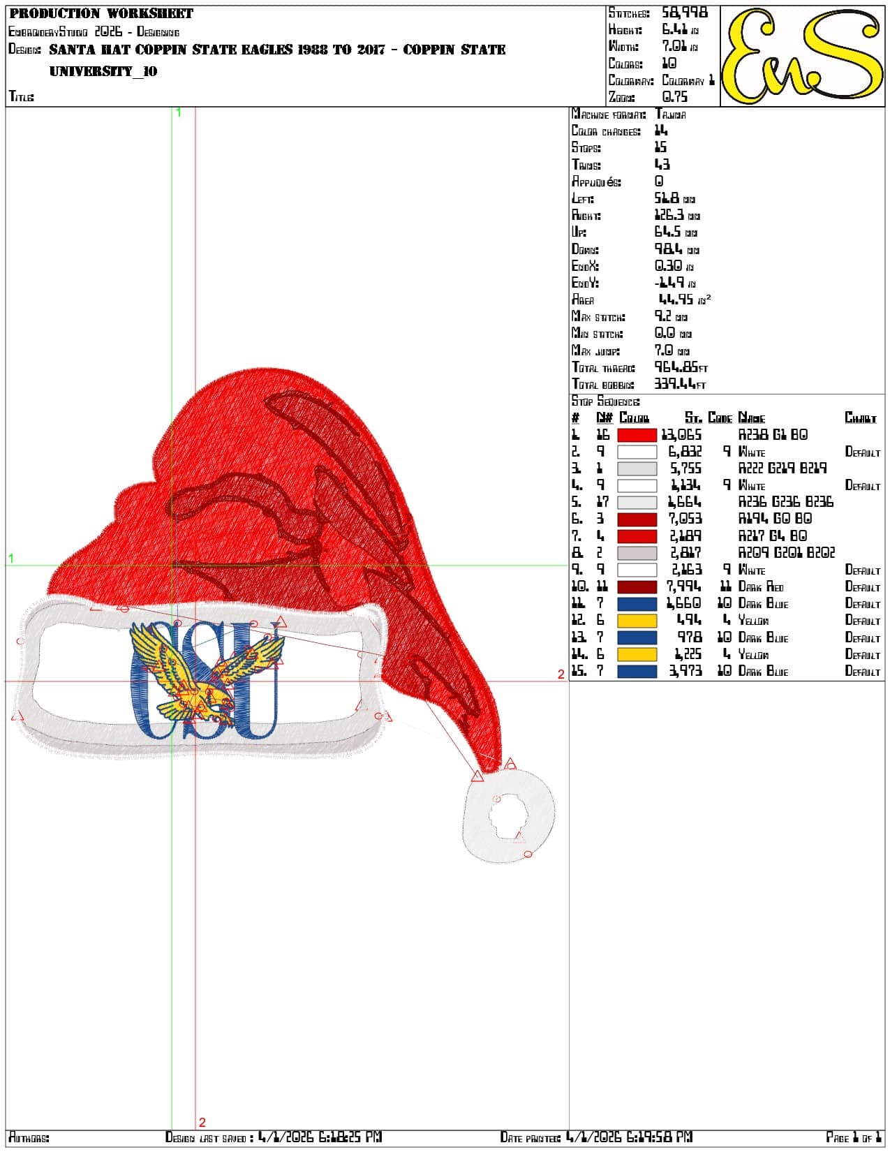 Santa Hat Coppin State Eagles 1988 to 2017 - Elegant embroidery design file-instant download — view 3