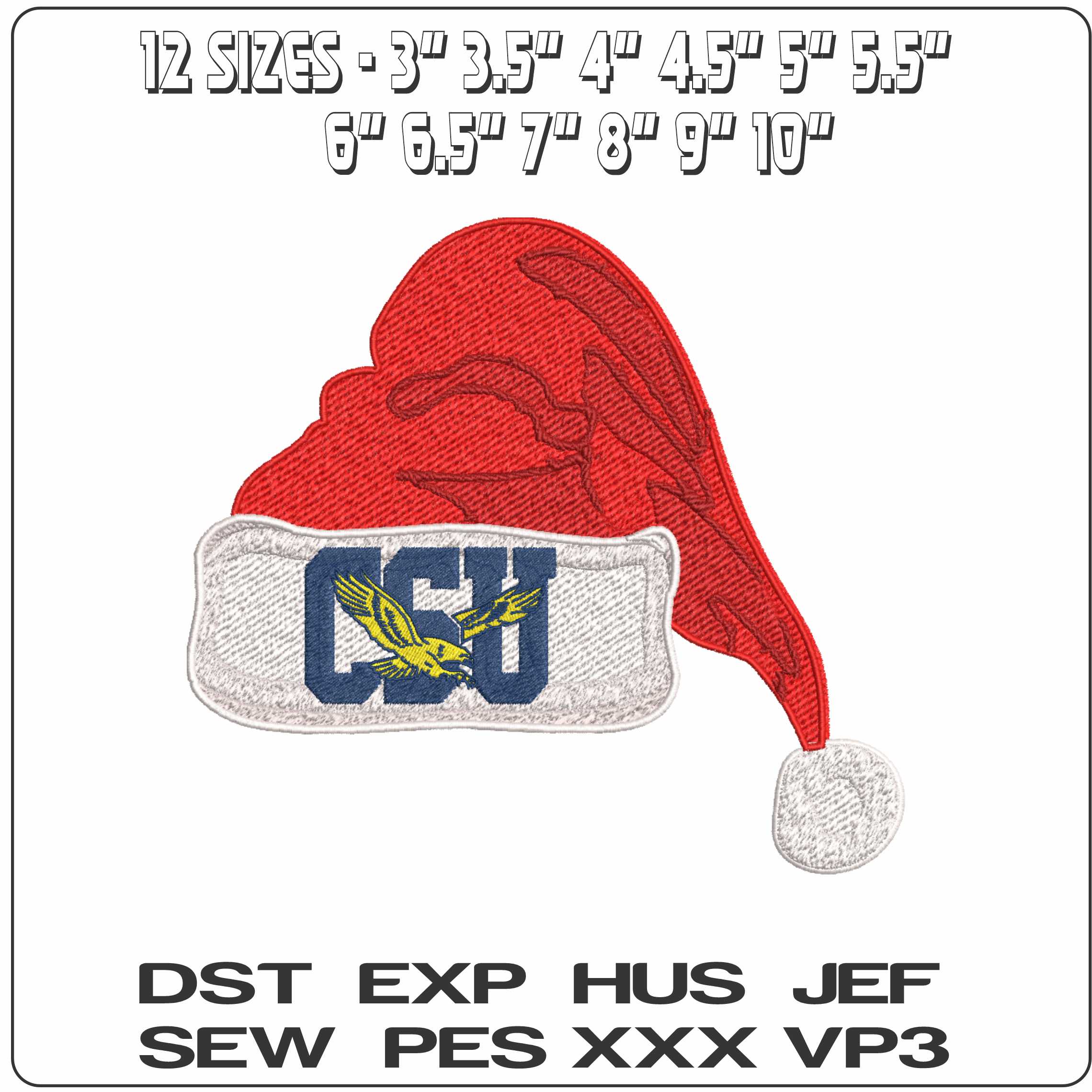 Santa Hat Coppin State Eagles 2017 - Elegant embroidery design file-instant download — view 2