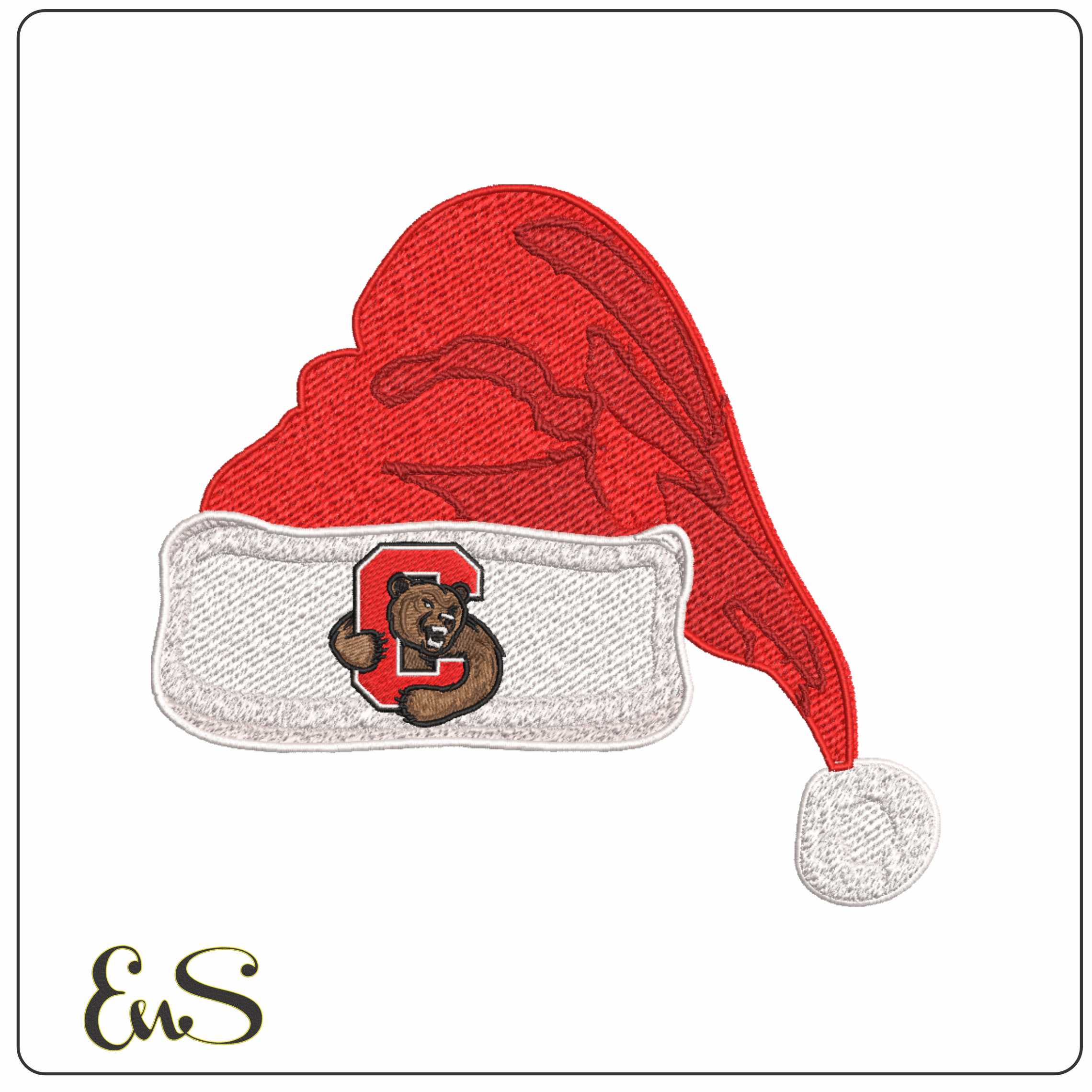 Santa Hat Cornell Big Red 2018 on Cornell University - Elegant embroidery design file-instant download