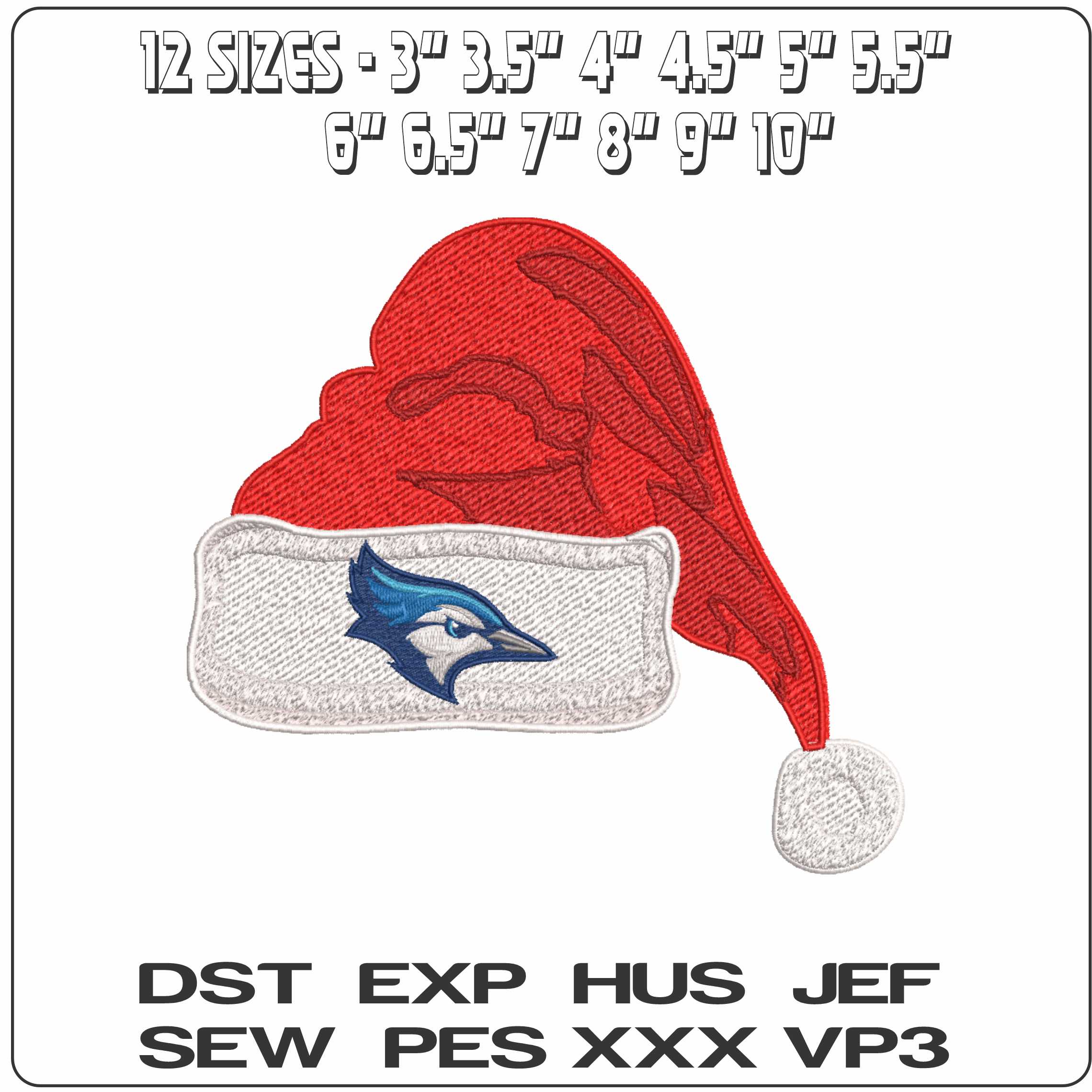 Santa Hat Creighton Bluejays Alternative - Elegant embroidery design file-instant download — view 2