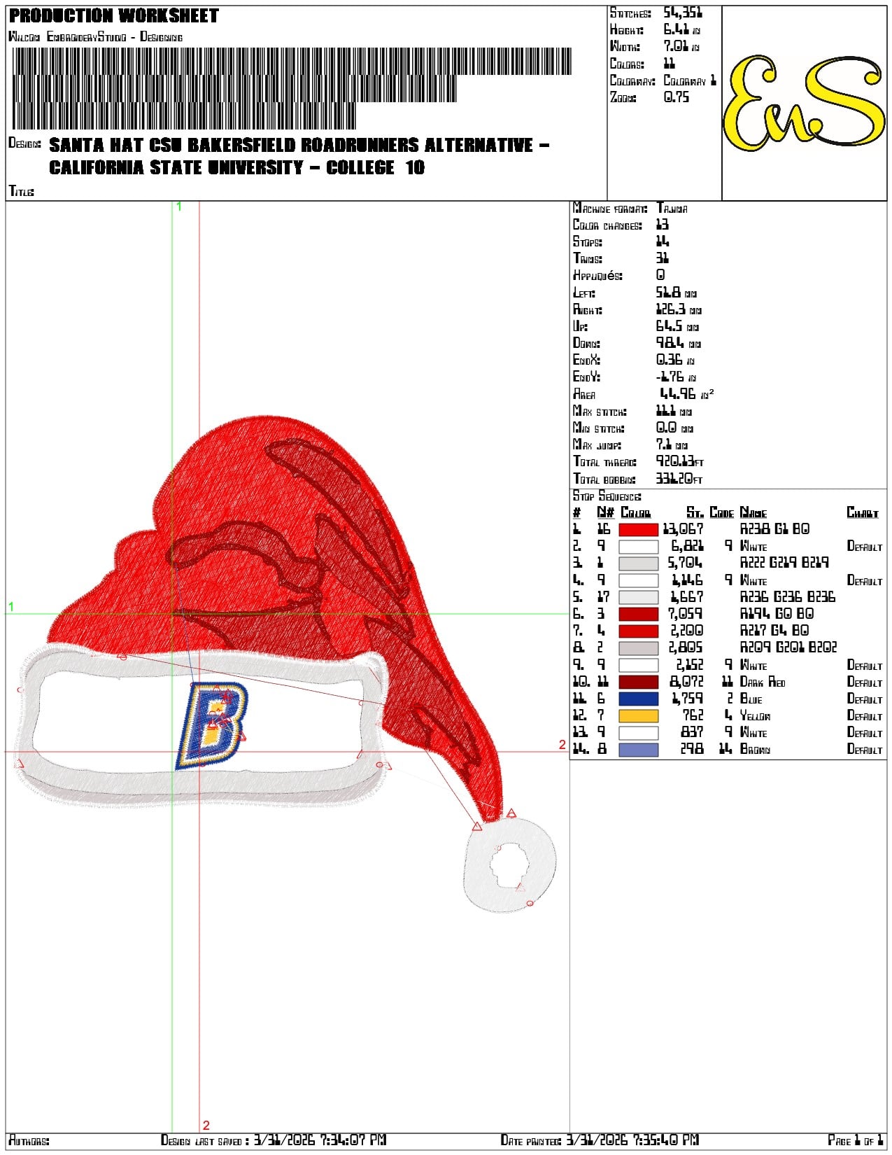 Santa Hat CSU Bakersfield Roadrunners Alternative - Elegant embroidery design file-instant download — view 3