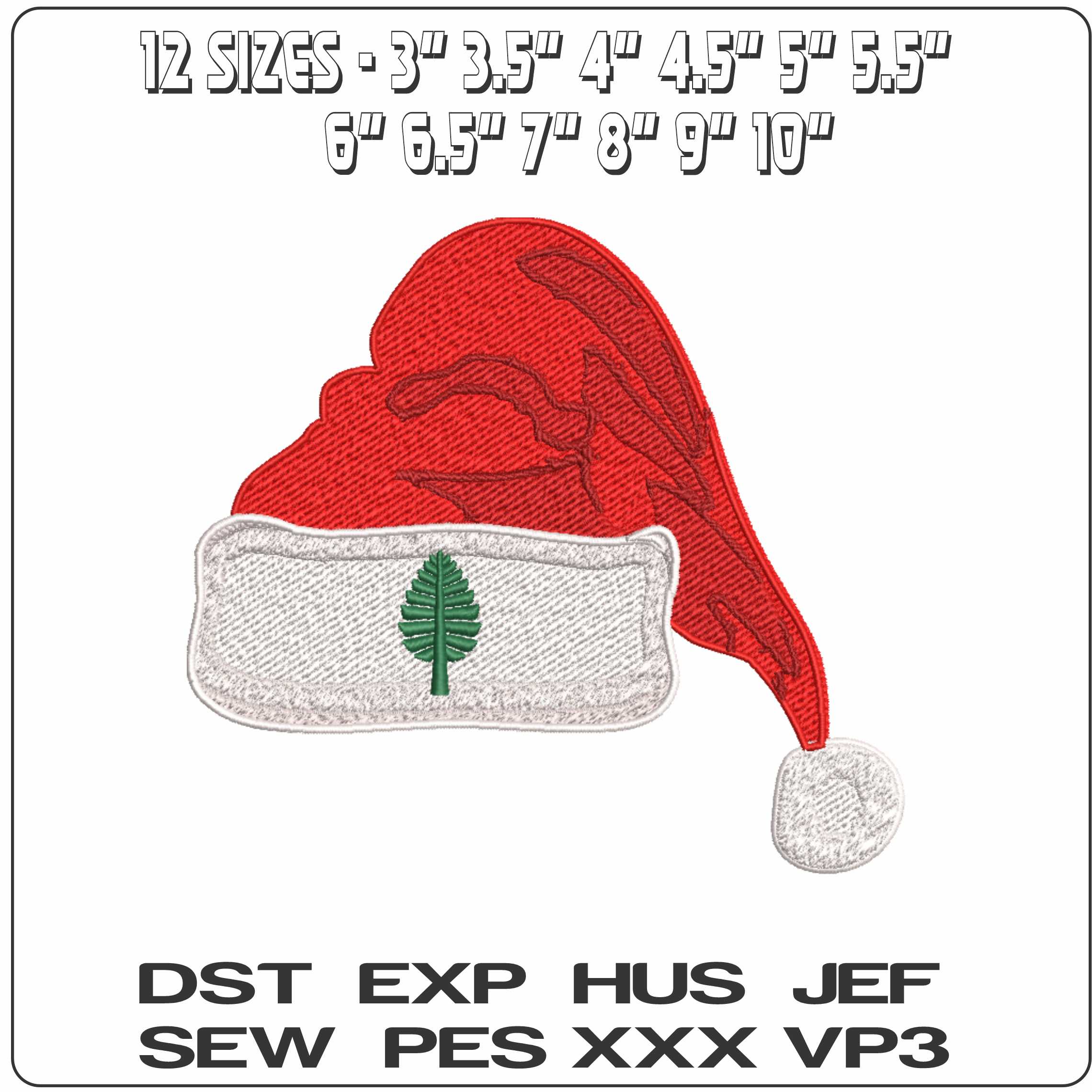 Santa Hat Dartmouth Big Green Alternative Dartford - Elegant embroidery design file-instant download — view 2